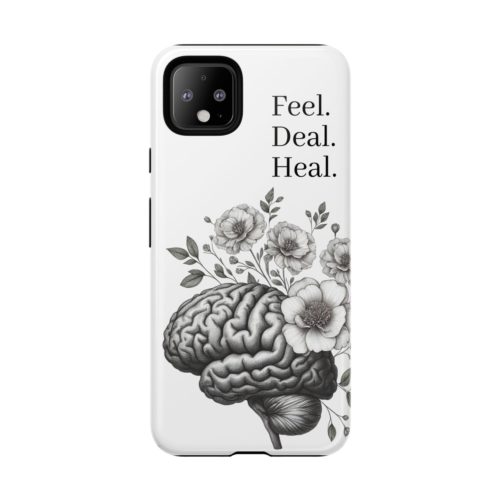 Emotional Wellness Phone Case | Feel. Deal. Heal. | Floral Brain Art | Self-Care Gift | Strong & Stylish | Unique Protection