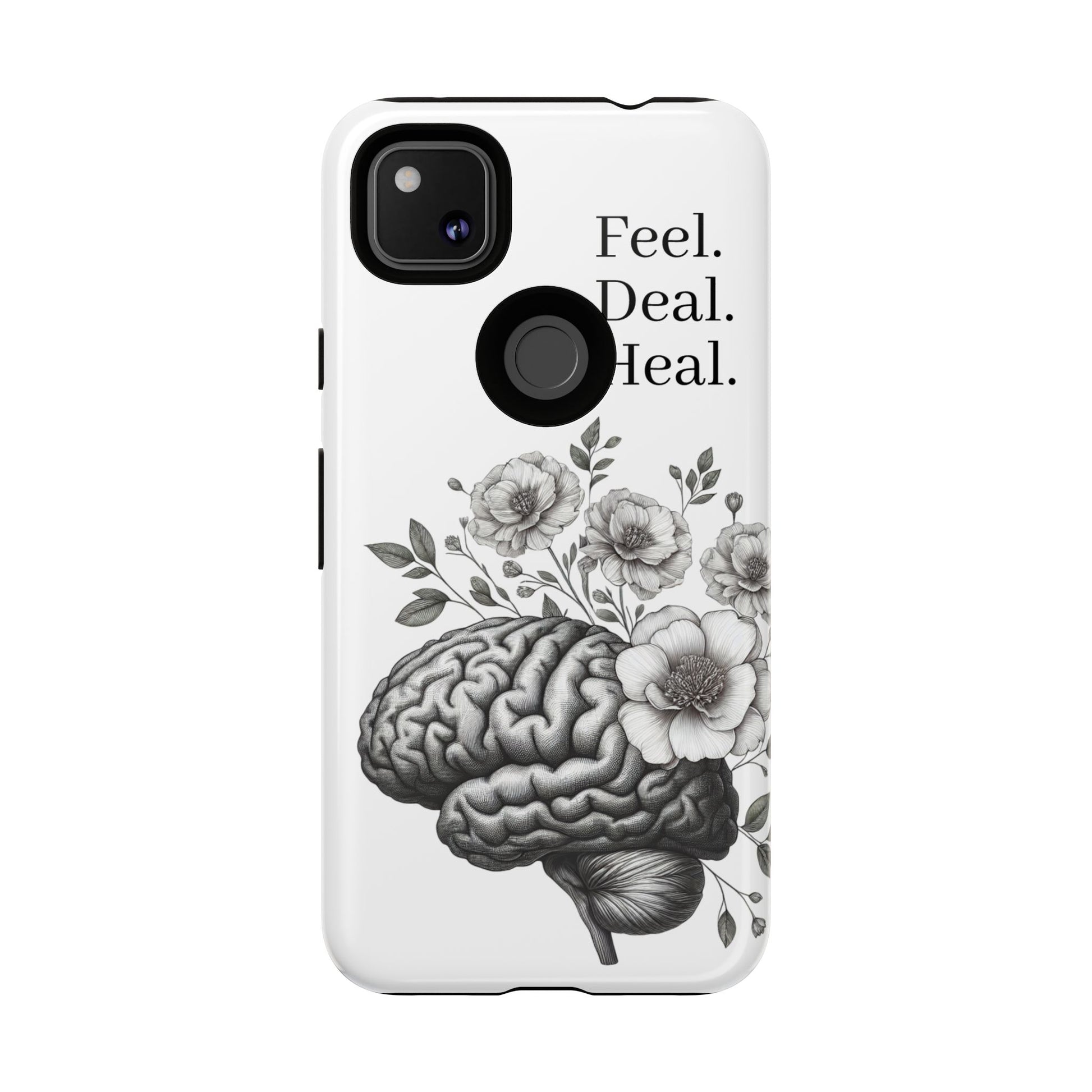 Emotional Wellness Phone Case | Feel. Deal. Heal. | Floral Brain Art | Self-Care Gift | Strong & Stylish | Unique Protection