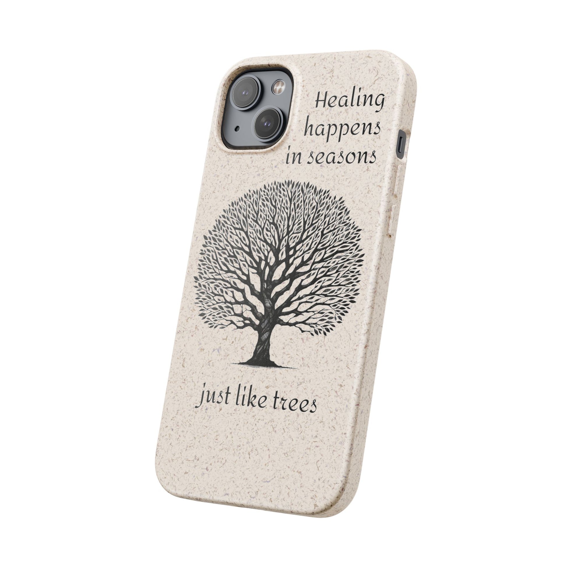 Eco-Friendly Phone Case - Healing Happens in Seasons - Nature Lovers Gift, Biodegradable Mobile Cover, Eco Case, Tree Design, [...]