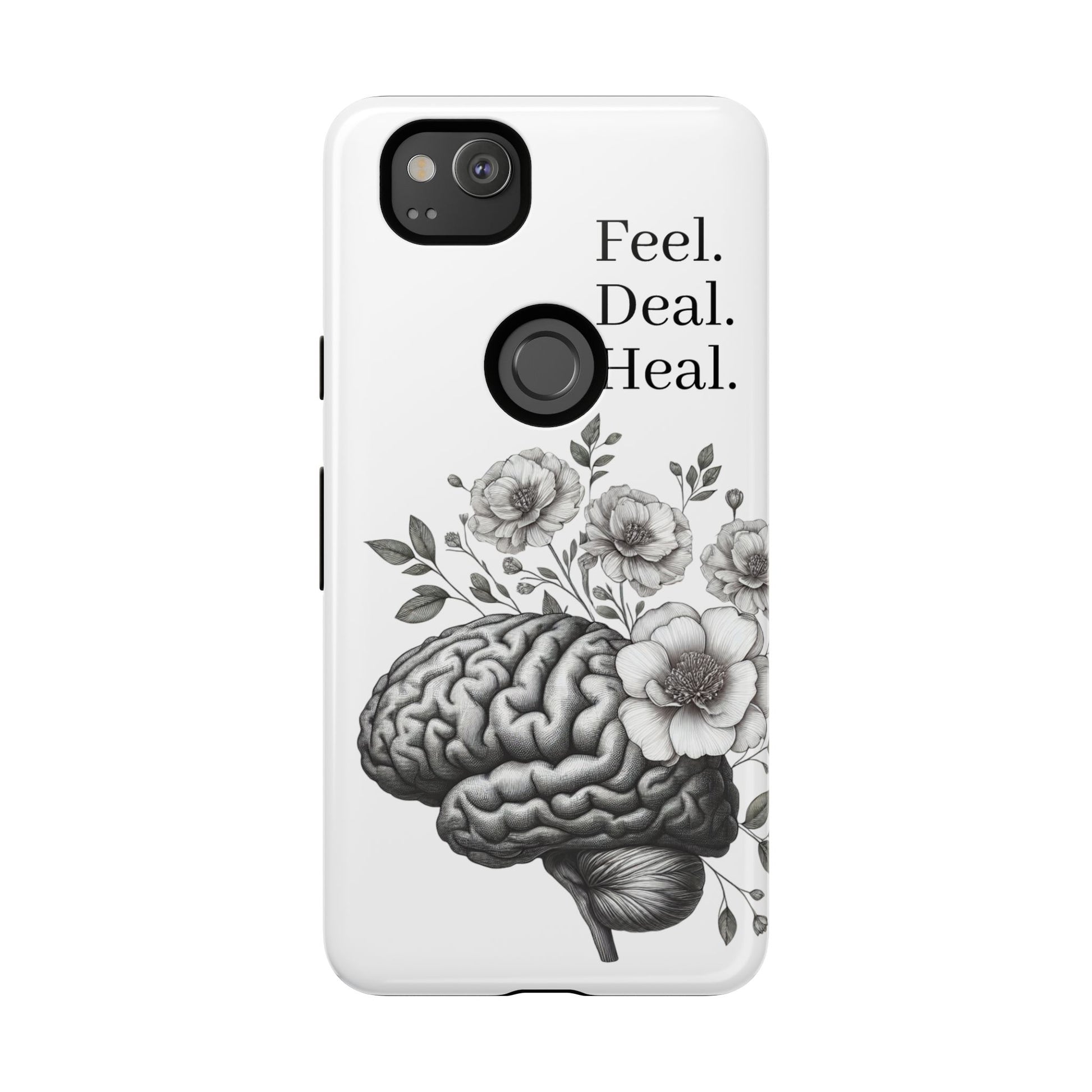 Emotional Wellness Phone Case | Feel. Deal. Heal. | Floral Brain Art | Self-Care Gift | Strong & Stylish | Unique Protection