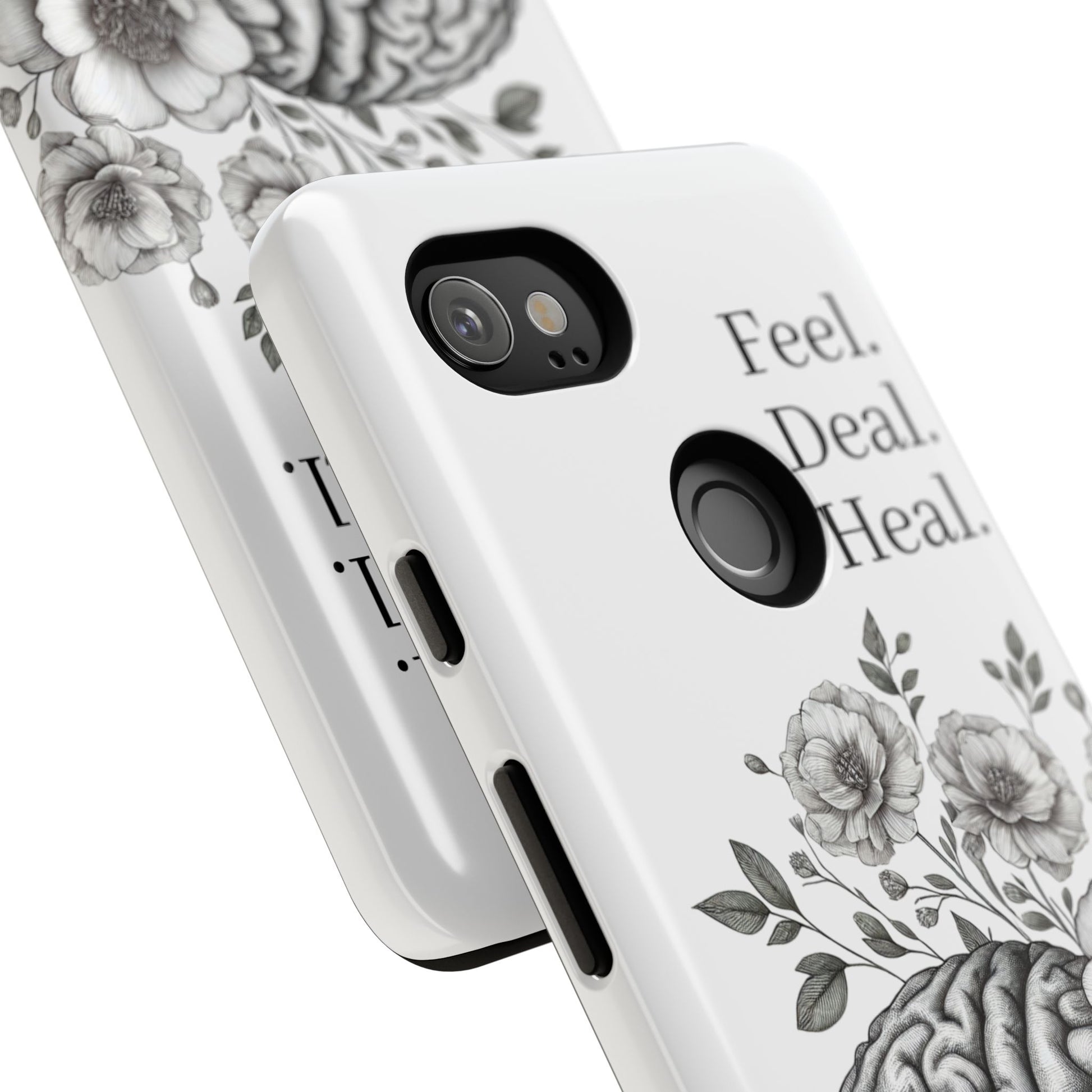 Emotional Wellness Phone Case | Feel. Deal. Heal. | Floral Brain Art | Self-Care Gift | Strong & Stylish | Unique Protection