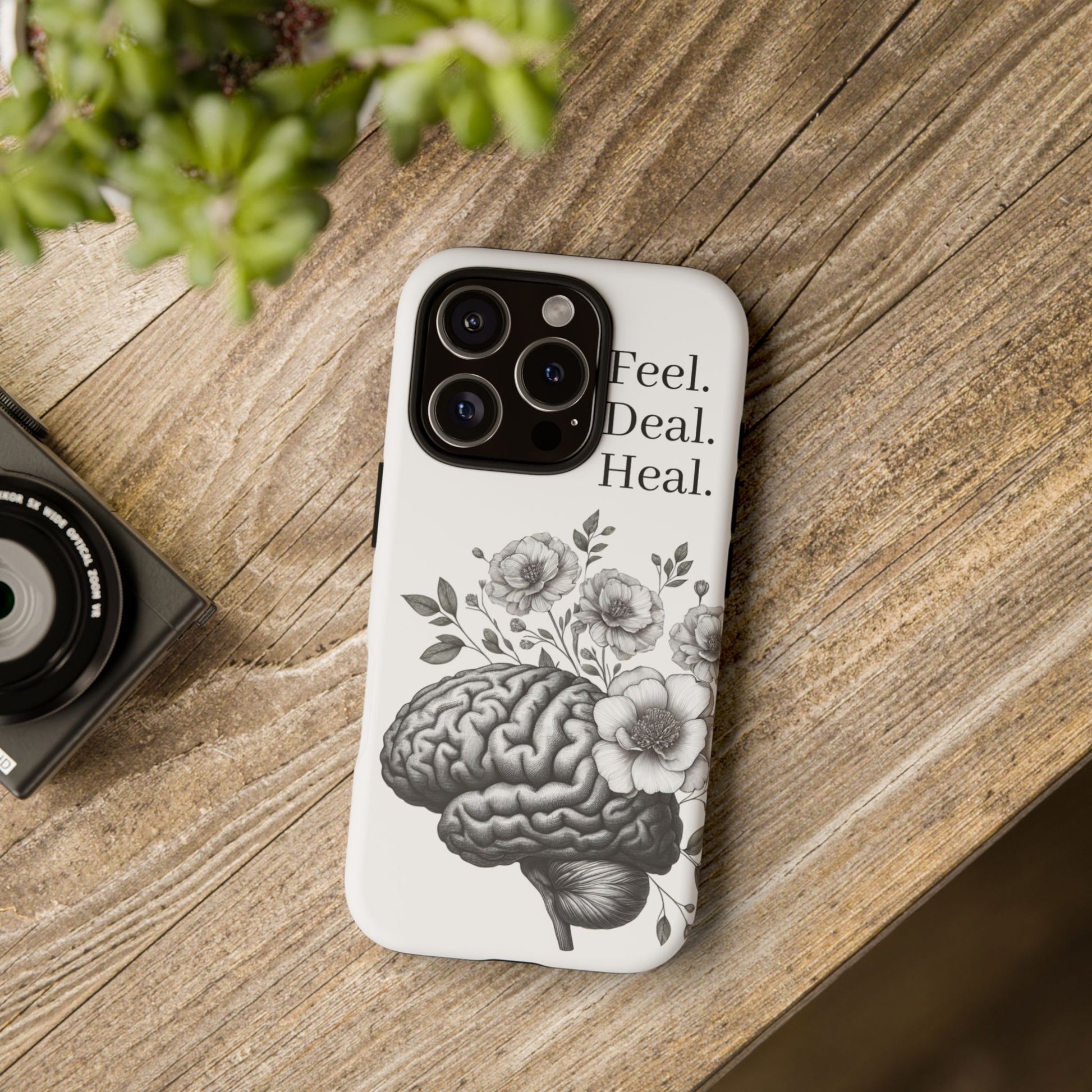 Emotional Wellness Phone Case | Feel. Deal. Heal. | Floral Brain Art | Self-Care Gift | Strong & Stylish | Unique Protection