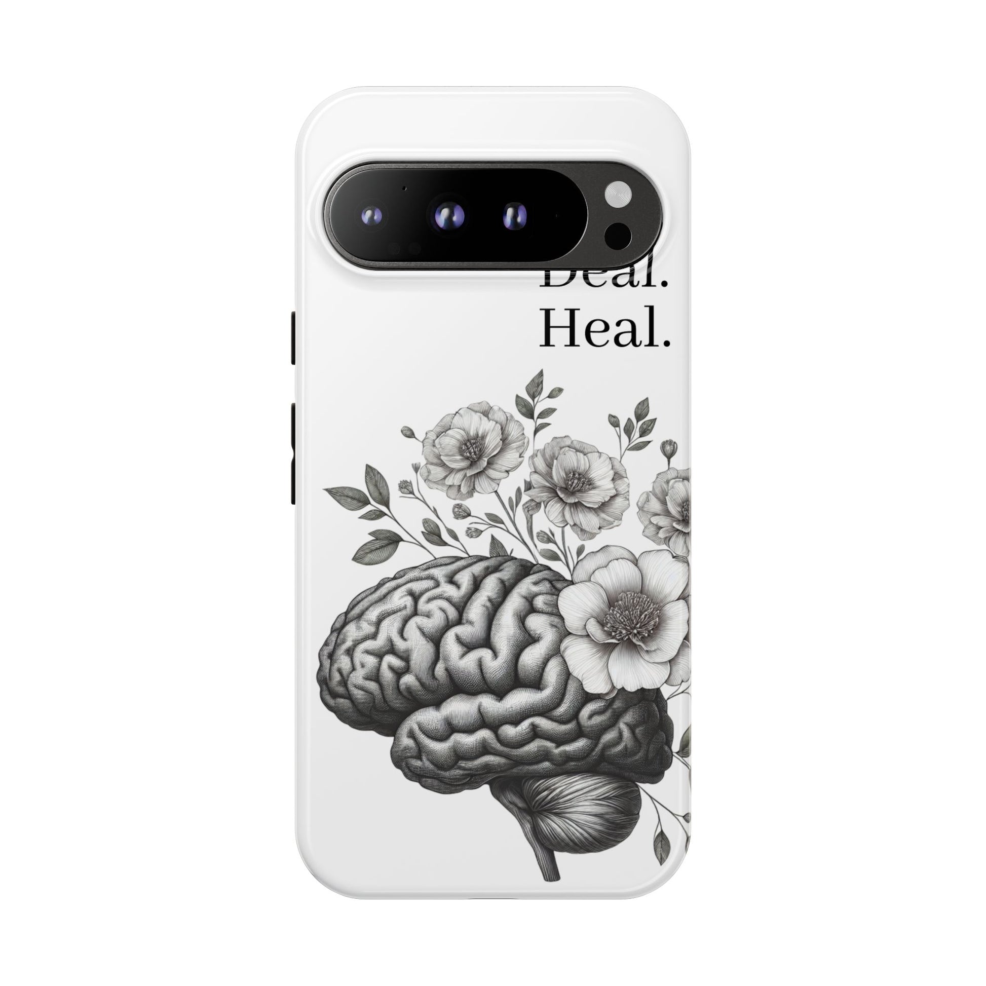 Emotional Wellness Phone Case | Feel. Deal. Heal. | Floral Brain Art | Self-Care Gift | Strong & Stylish | Unique Protection