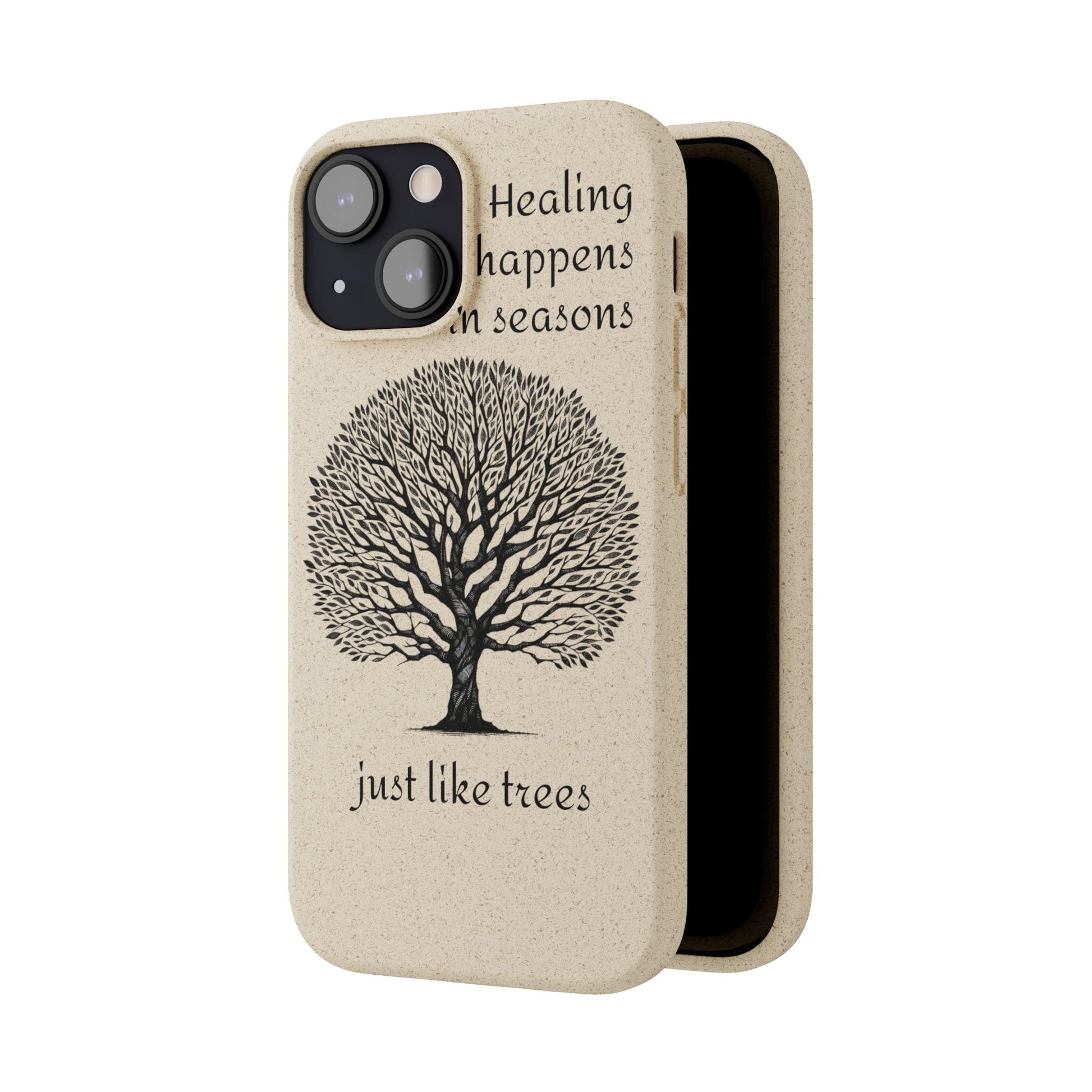 Eco-Friendly Phone Case - Healing Happens in Seasons - Nature Lovers Gift, Biodegradable Mobile Cover, Eco Case, Tree Design, [...]
