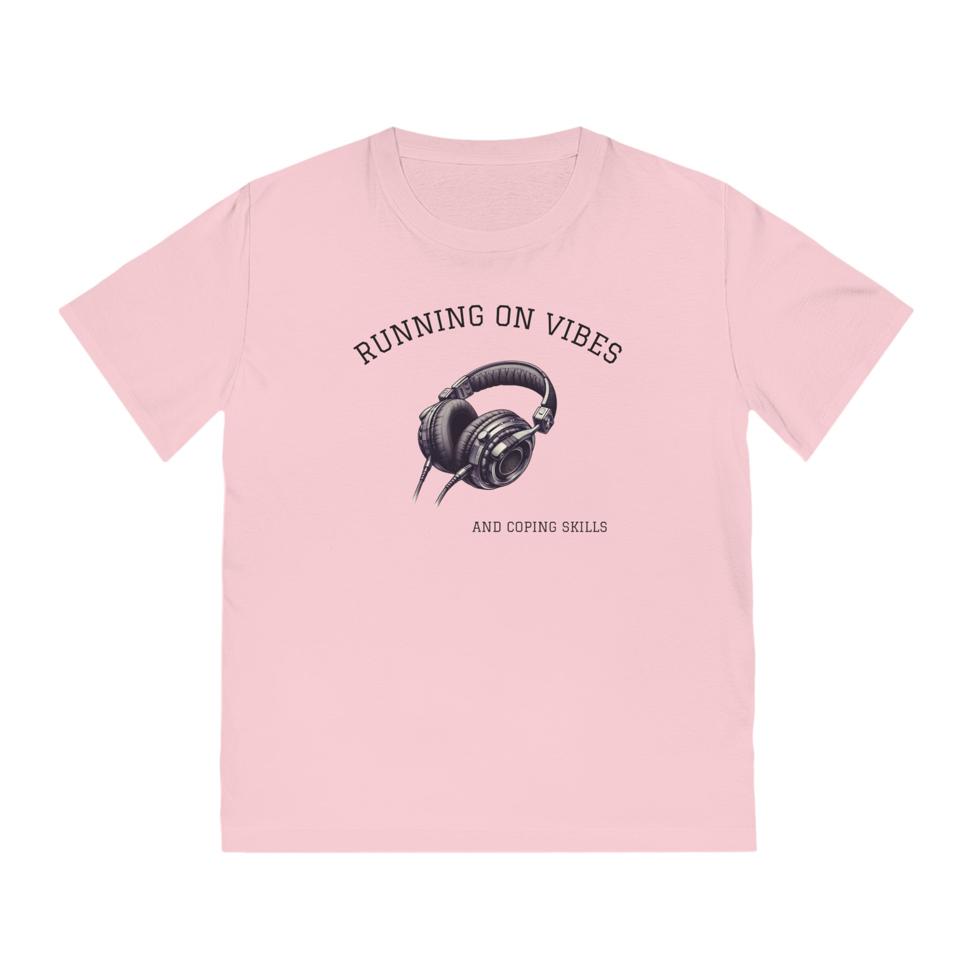 Unisex Rocker T-Shirt: Running on Vibes & Coping Skills, Music Lover Gift, Casual Apparel, Festival Wear, Headphone Graphic Tee