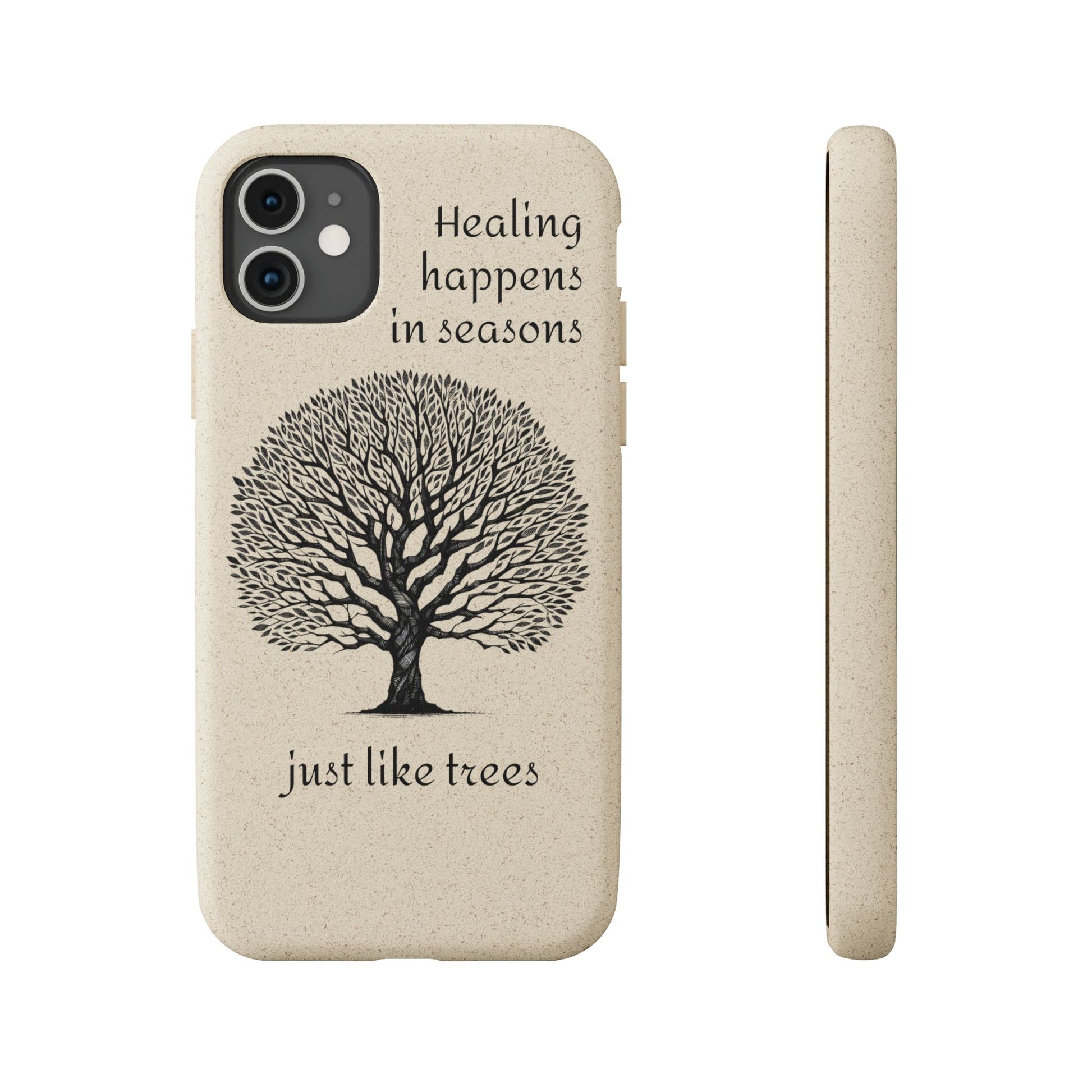 Eco-Friendly Phone Case - Healing Happens in Seasons - Nature Lovers Gift, Biodegradable Mobile Cover, Eco Case, Tree Design, [...]