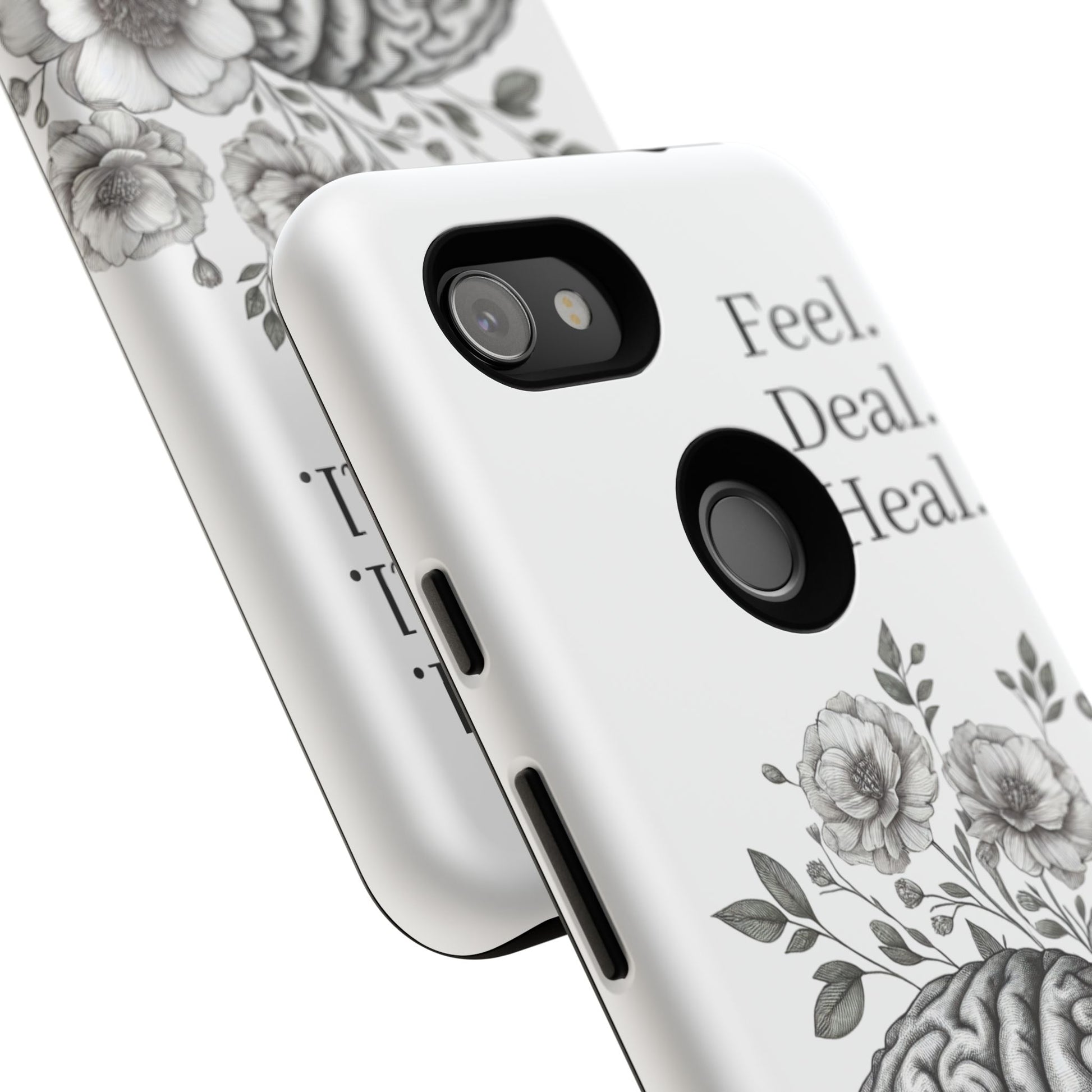 Emotional Wellness Phone Case | Feel. Deal. Heal. | Floral Brain Art | Self-Care Gift | Strong & Stylish | Unique Protection