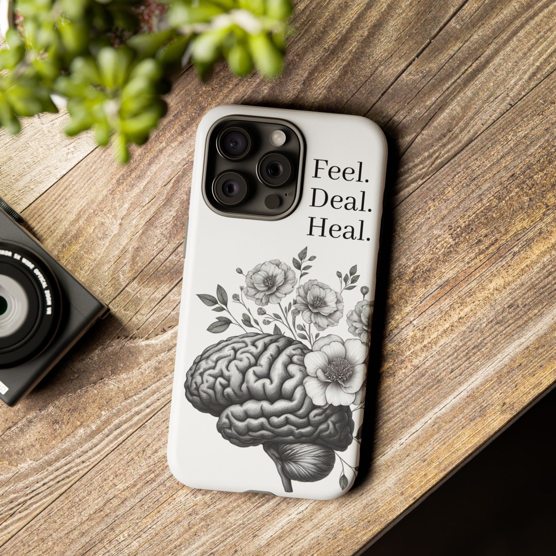 Emotional Wellness Phone Case | Feel. Deal. Heal. | Floral Brain Art | Self-Care Gift | Strong & Stylish | Unique Protection
