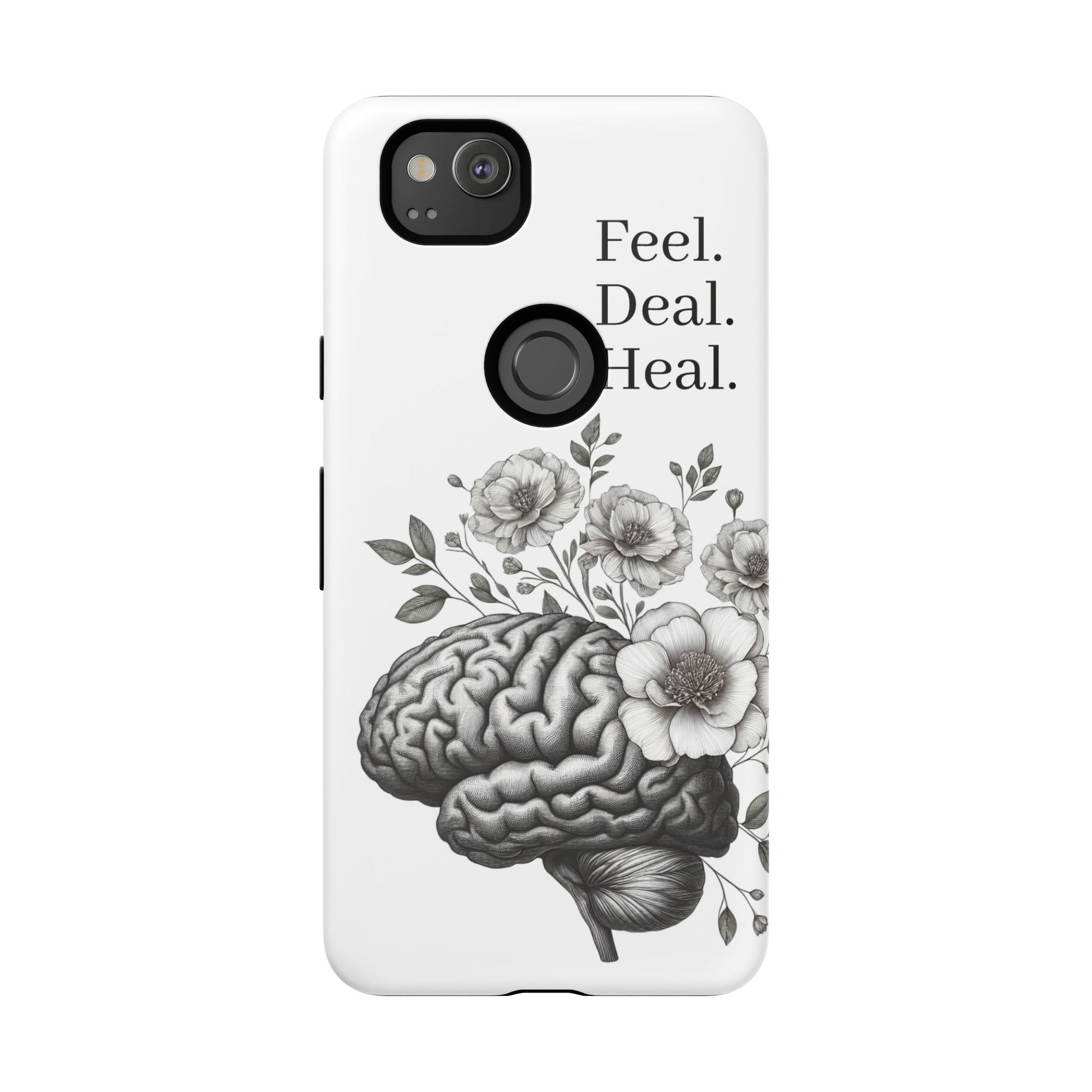 Emotional Wellness Phone Case | Feel. Deal. Heal. | Floral Brain Art | Self-Care Gift | Strong & Stylish | Unique Protection