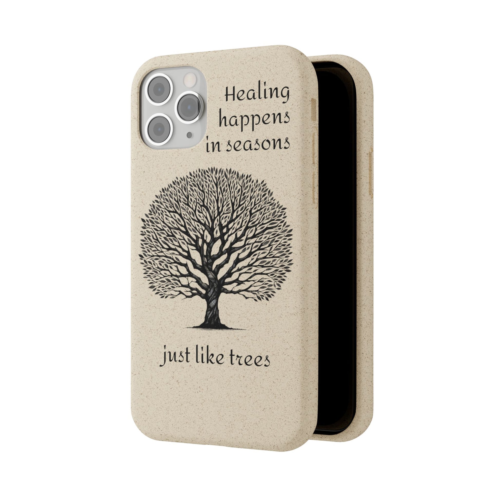Eco-Friendly Phone Case - Healing Happens in Seasons - Nature Lovers Gift, Biodegradable Mobile Cover, Eco Case, Tree Design, [...]