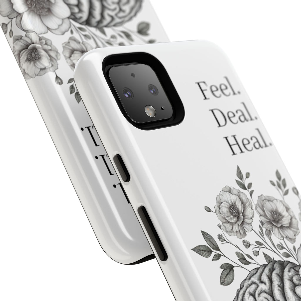 Emotional Wellness Phone Case | Feel. Deal. Heal. | Floral Brain Art | Self-Care Gift | Strong & Stylish | Unique Protection