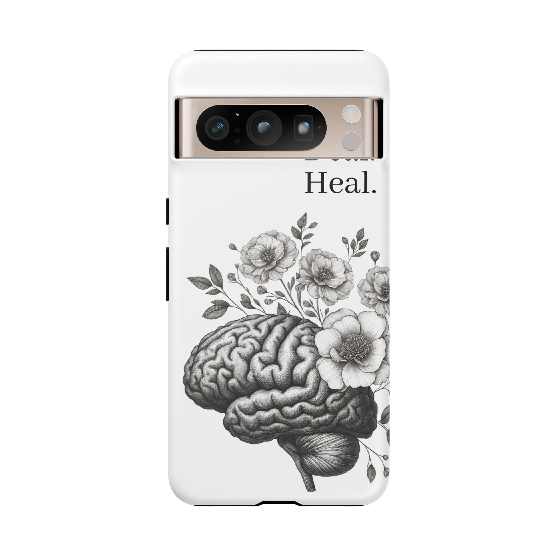 Emotional Wellness Phone Case | Feel. Deal. Heal. | Floral Brain Art | Self-Care Gift | Strong & Stylish | Unique Protection