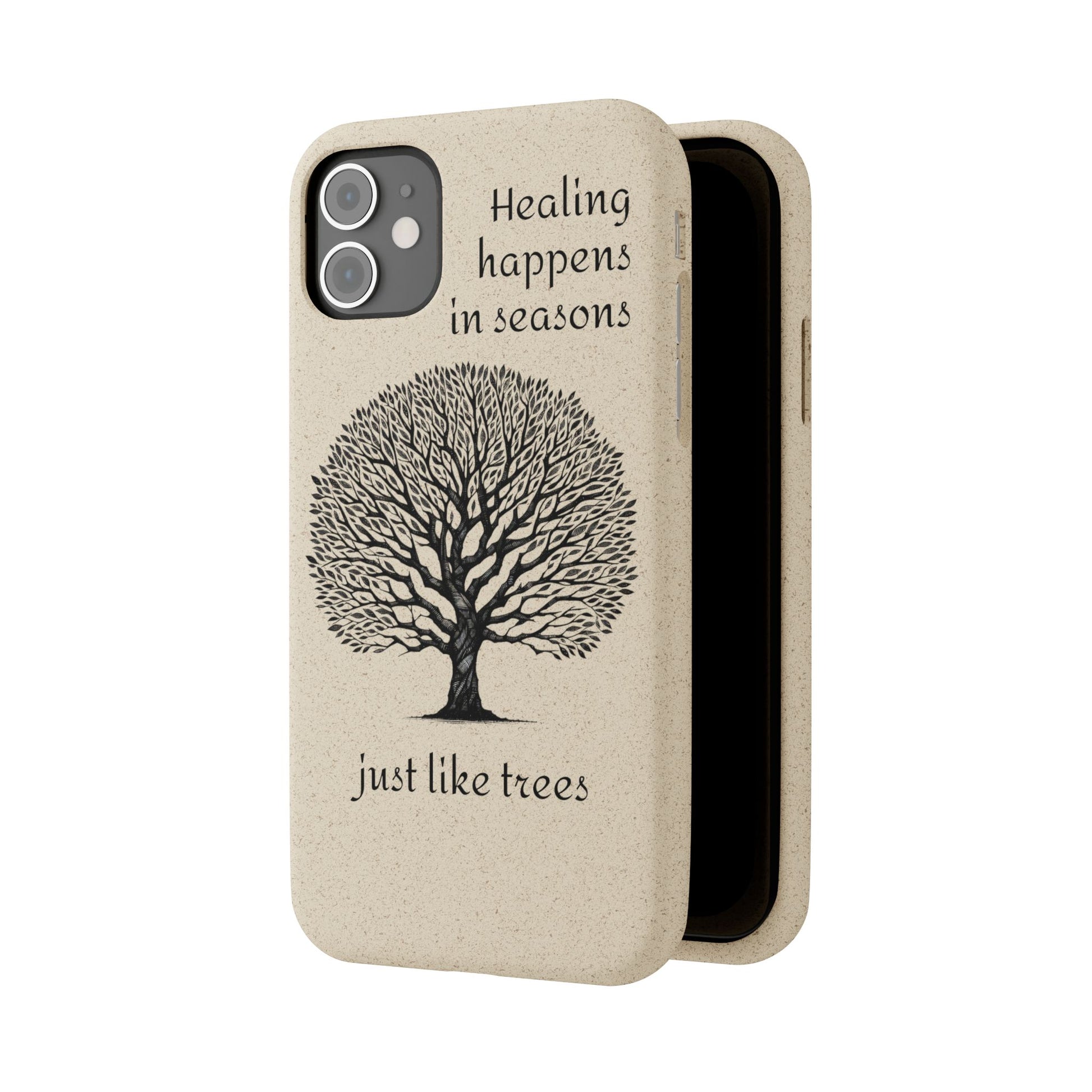 Eco-Friendly Phone Case - Healing Happens in Seasons - Nature Lovers Gift, Biodegradable Mobile Cover, Eco Case, Tree Design, [...]