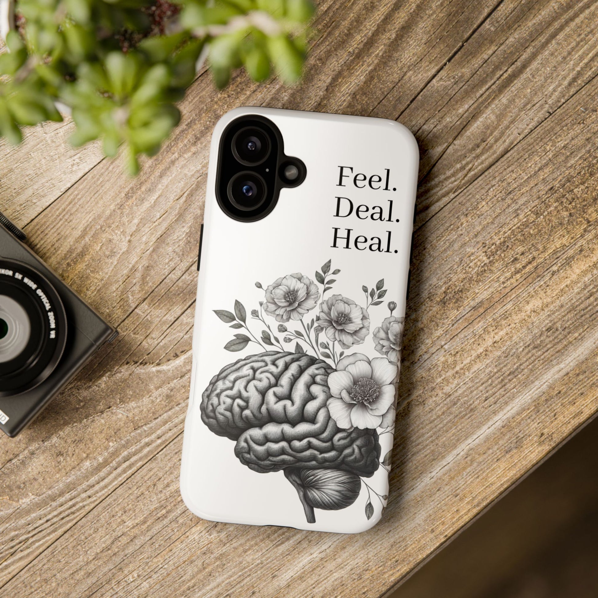 Emotional Wellness Phone Case | Feel. Deal. Heal. | Floral Brain Art | Self-Care Gift | Strong & Stylish | Unique Protection