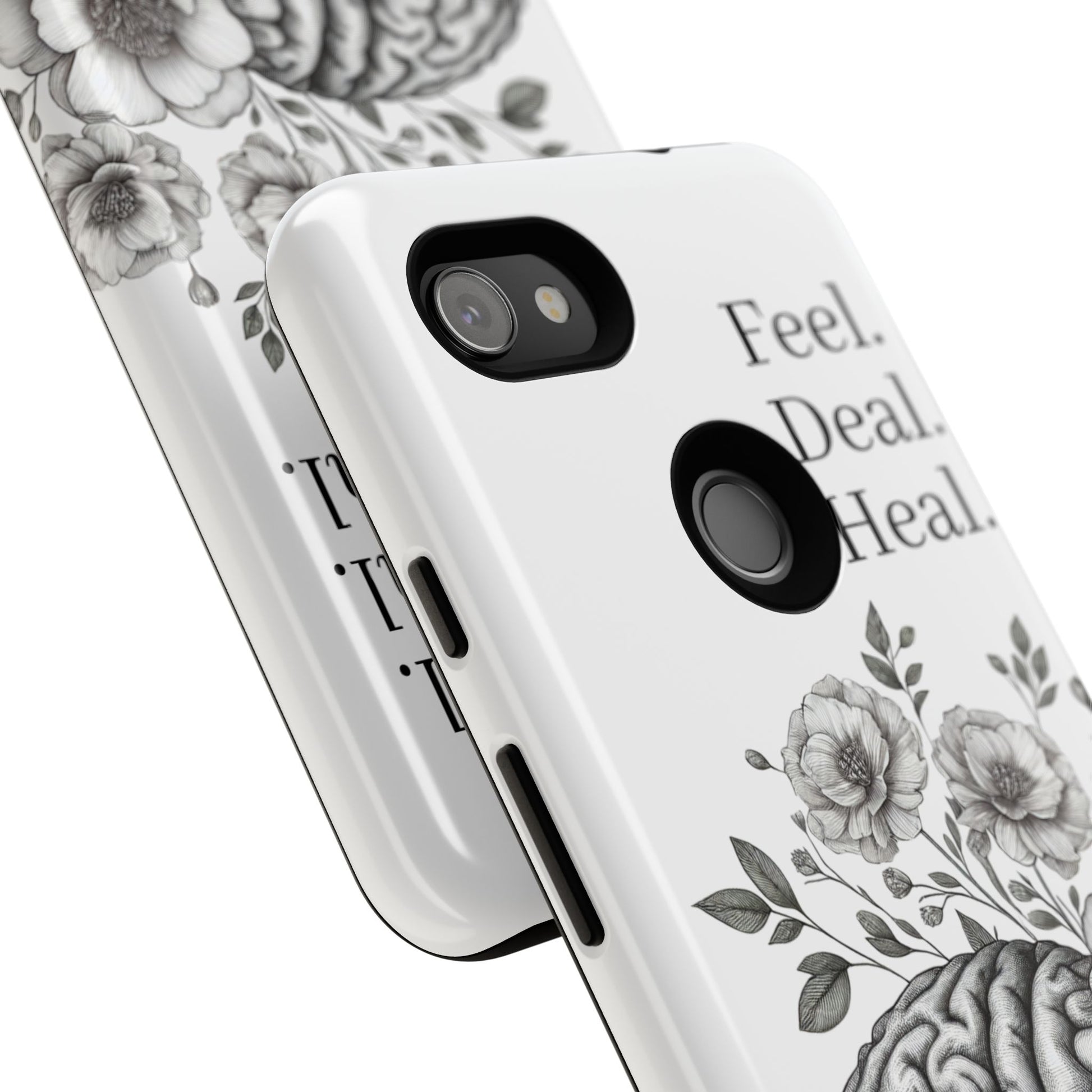 Emotional Wellness Phone Case | Feel. Deal. Heal. | Floral Brain Art | Self-Care Gift | Strong & Stylish | Unique Protection