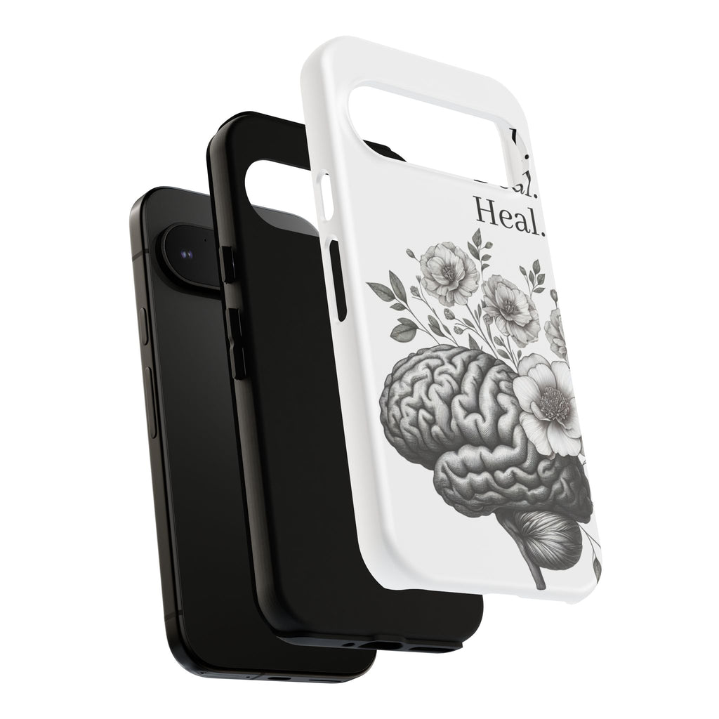 Emotional Wellness Phone Case | Feel. Deal. Heal. | Floral Brain Art | Self-Care Gift | Strong & Stylish | Unique Protection