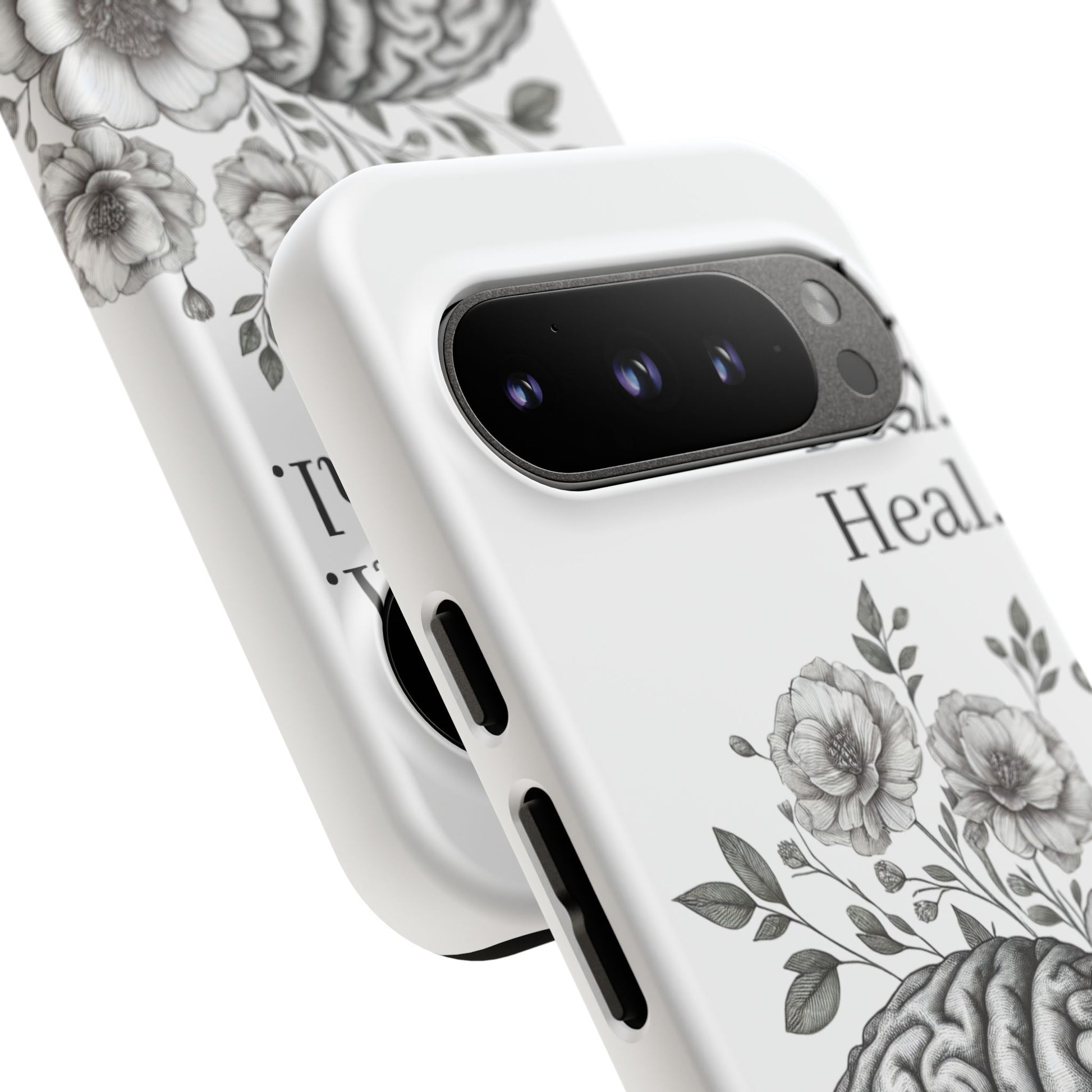 Emotional Wellness Phone Case | Feel. Deal. Heal. | Floral Brain Art | Self-Care Gift | Strong & Stylish | Unique Protection