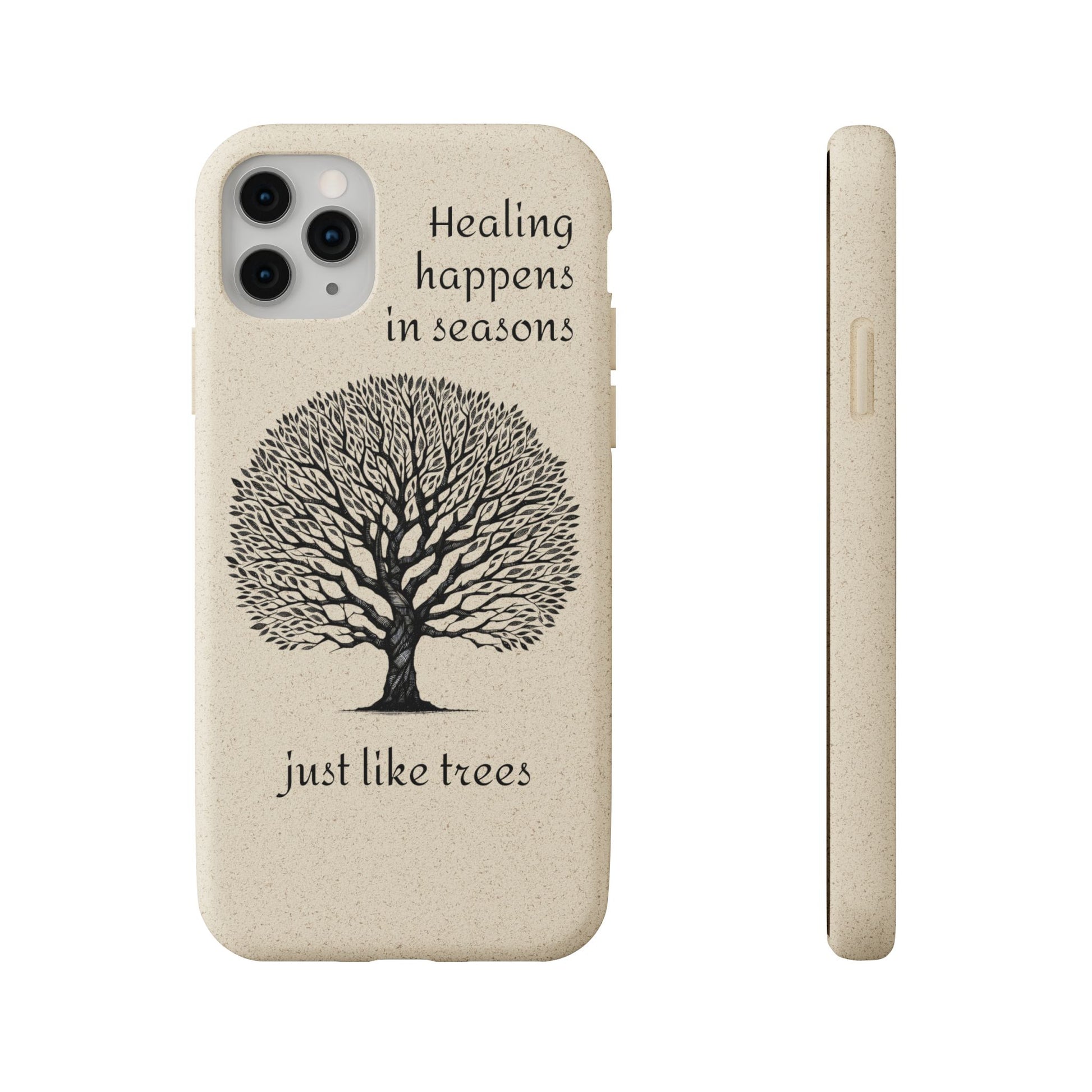 Eco-Friendly Phone Case - Healing Happens in Seasons - Nature Lovers Gift, Biodegradable Mobile Cover, Eco Case, Tree Design, [...]