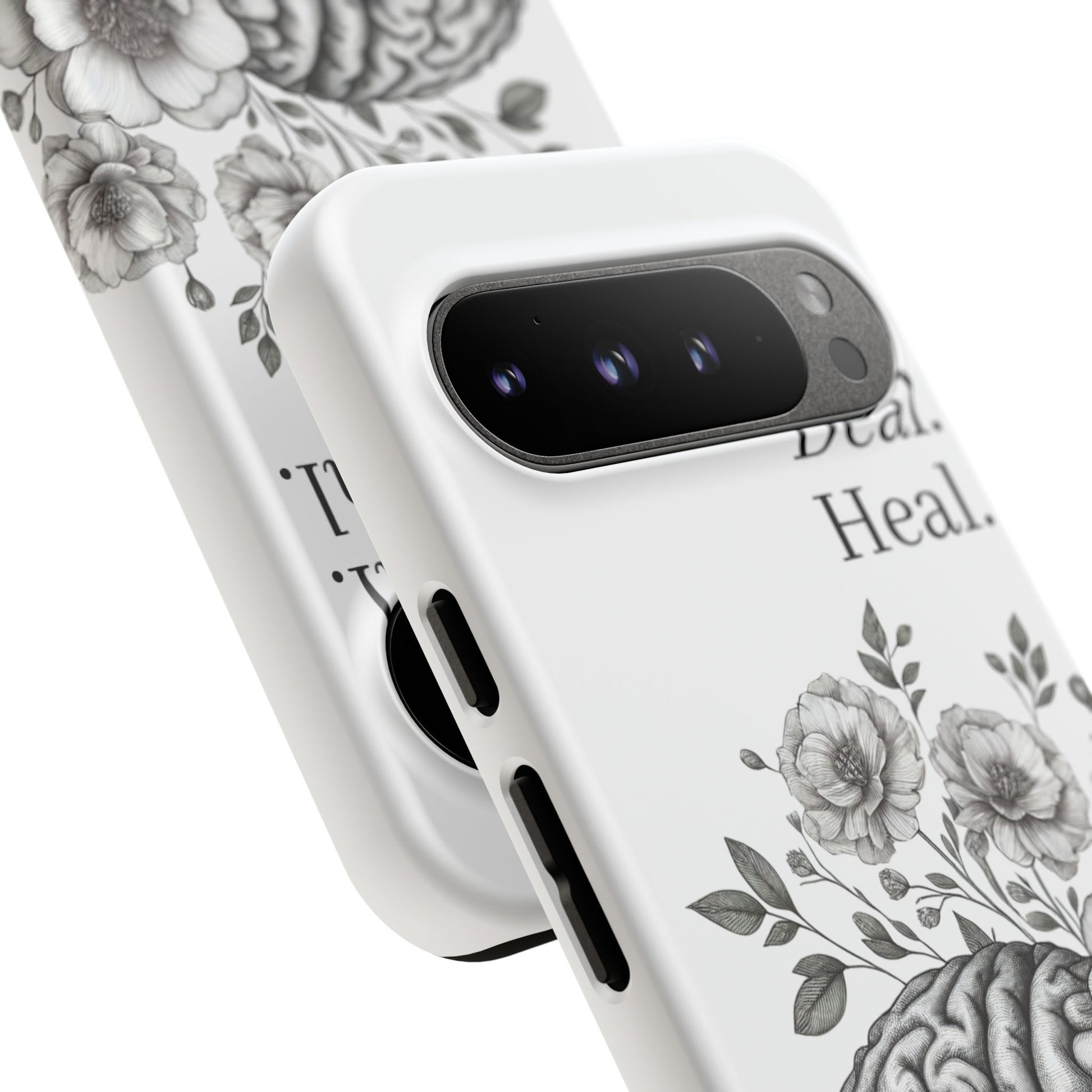 Emotional Wellness Phone Case | Feel. Deal. Heal. | Floral Brain Art | Self-Care Gift | Strong & Stylish | Unique Protection