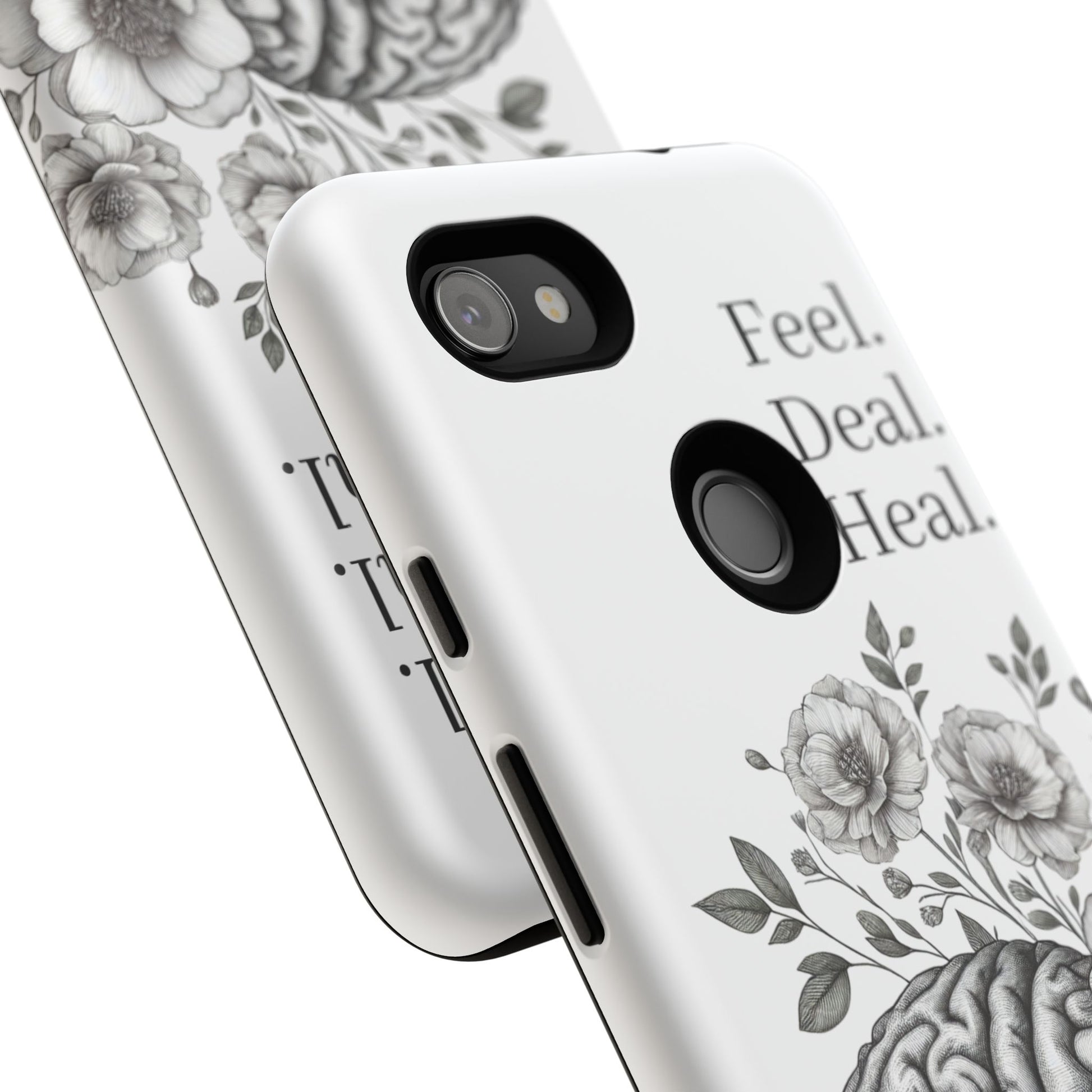 Emotional Wellness Phone Case | Feel. Deal. Heal. | Floral Brain Art | Self-Care Gift | Strong & Stylish | Unique Protection