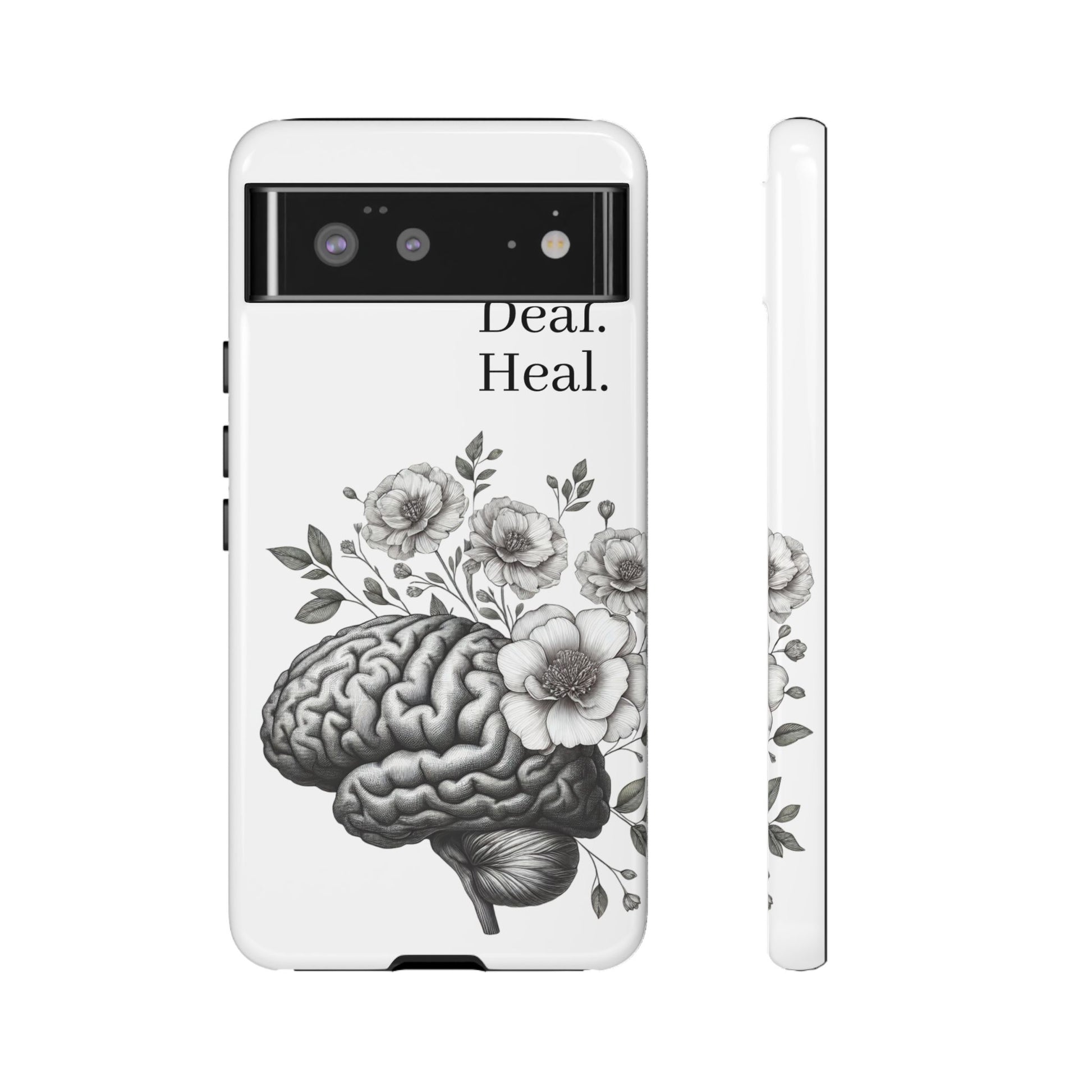 Emotional Wellness Phone Case | Feel. Deal. Heal. | Floral Brain Art | Self-Care Gift | Strong & Stylish | Unique Protection