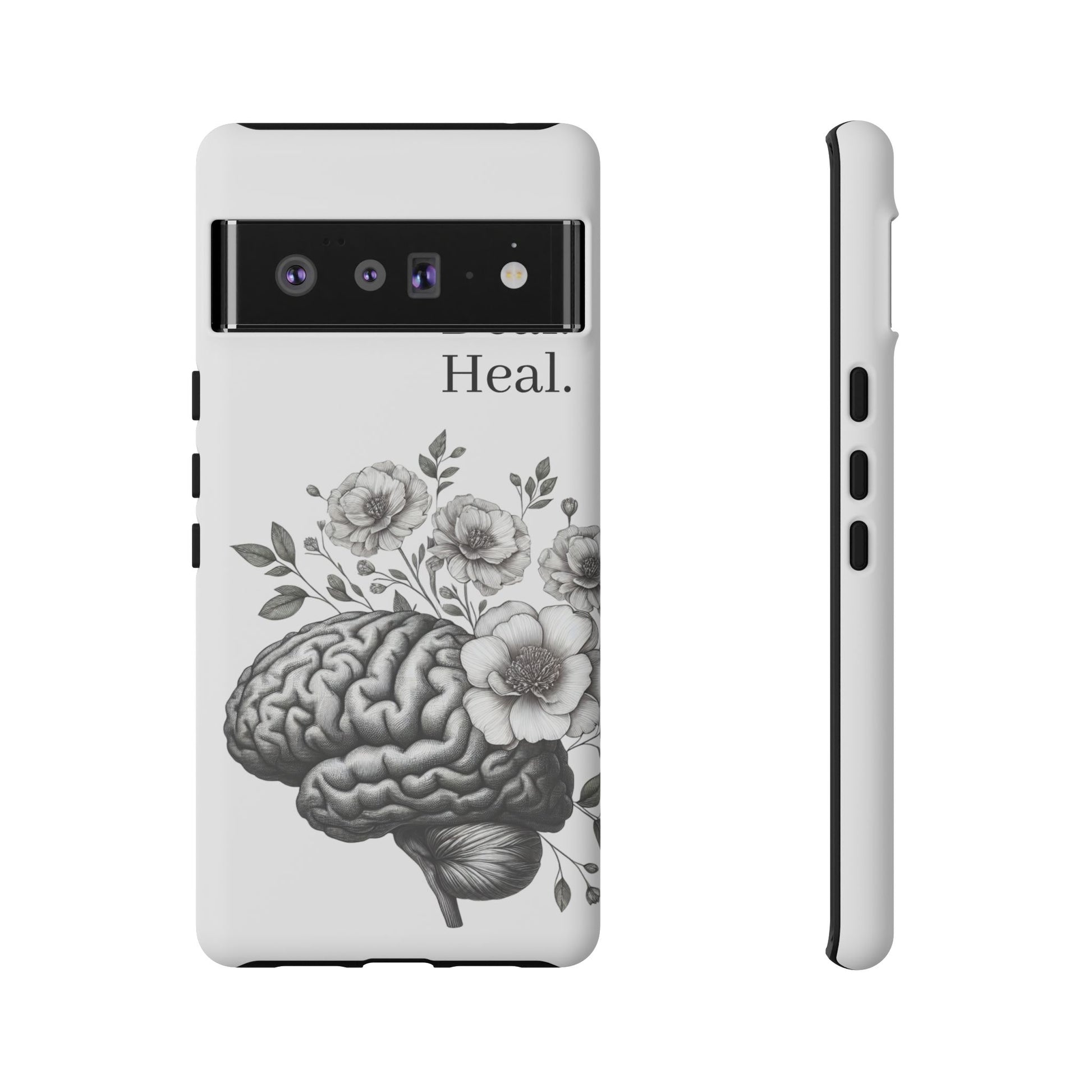 Emotional Wellness Phone Case | Feel. Deal. Heal. | Floral Brain Art | Self-Care Gift | Strong & Stylish | Unique Protection