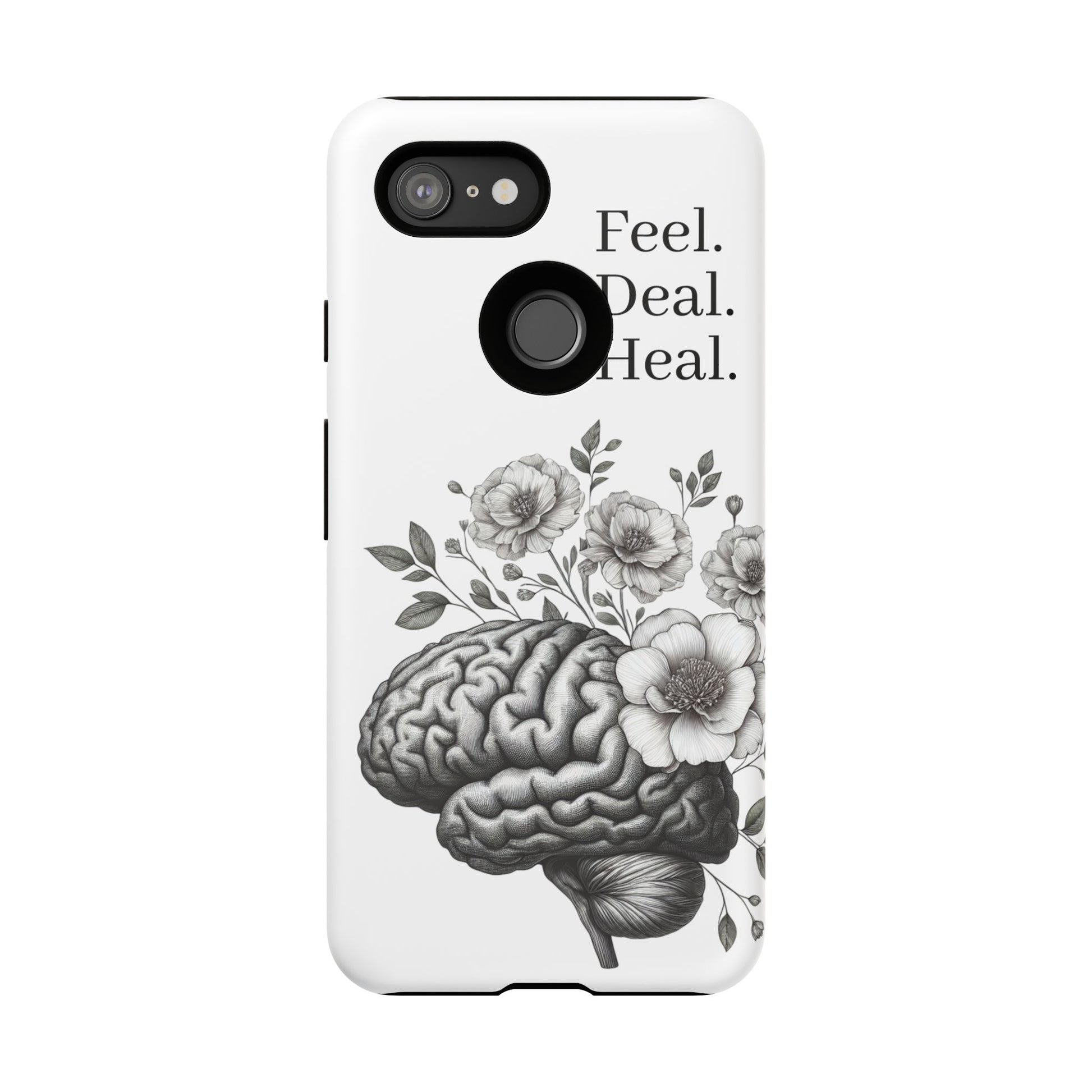 Emotional Wellness Phone Case | Feel. Deal. Heal. | Floral Brain Art | Self-Care Gift | Strong & Stylish | Unique Protection