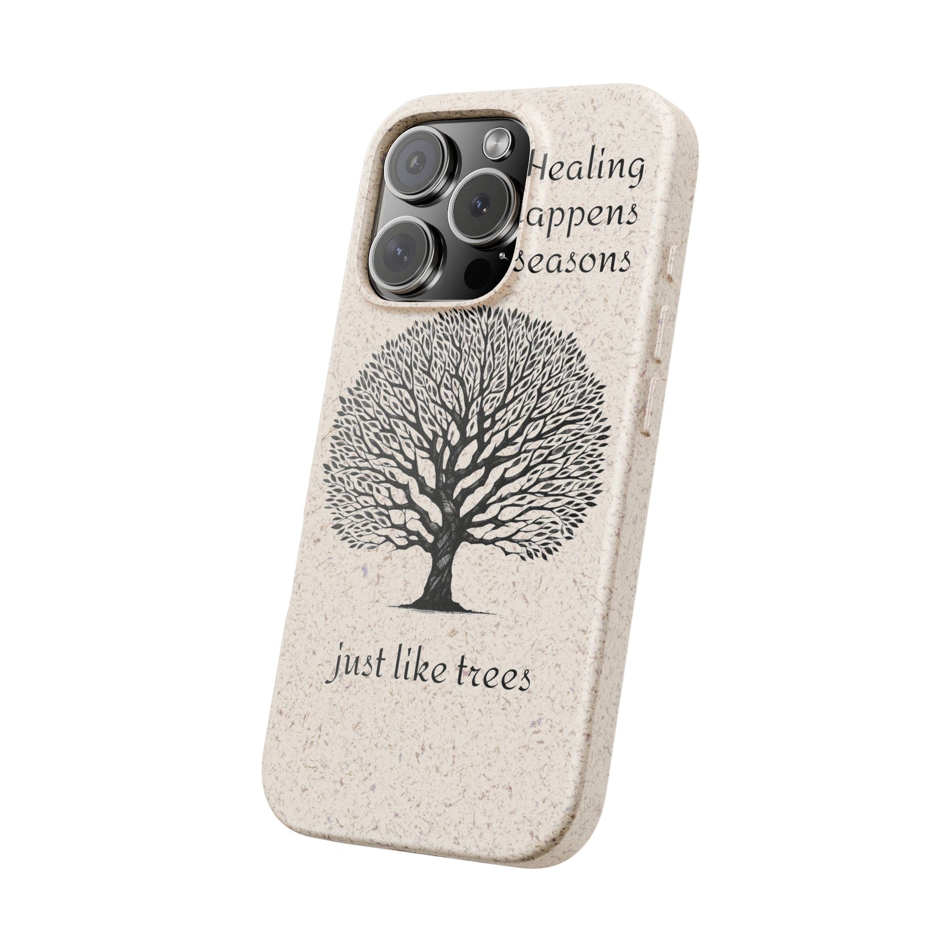 Eco-Friendly Phone Case - Healing Happens in Seasons - Nature Lovers Gift, Biodegradable Mobile Cover, Eco Case, Tree Design, [...]