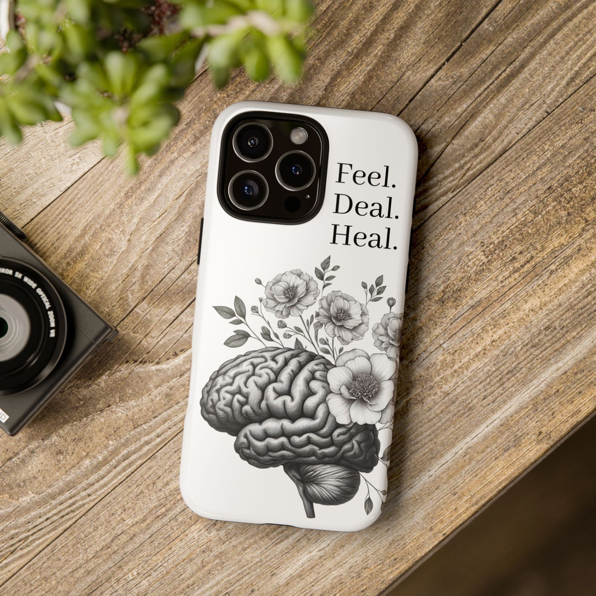 Emotional Wellness Phone Case | Feel. Deal. Heal. | Floral Brain Art | Self-Care Gift | Strong & Stylish | Unique Protection