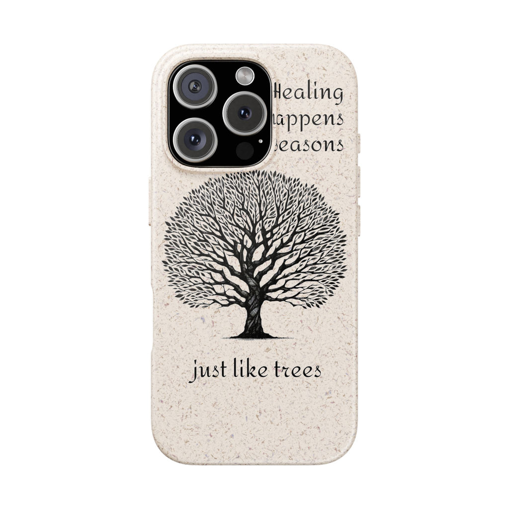 Eco-Friendly Phone Case - Healing Happens in Seasons - Nature Lovers Gift, Biodegradable Mobile Cover, Eco Case, Tree Design, [...]