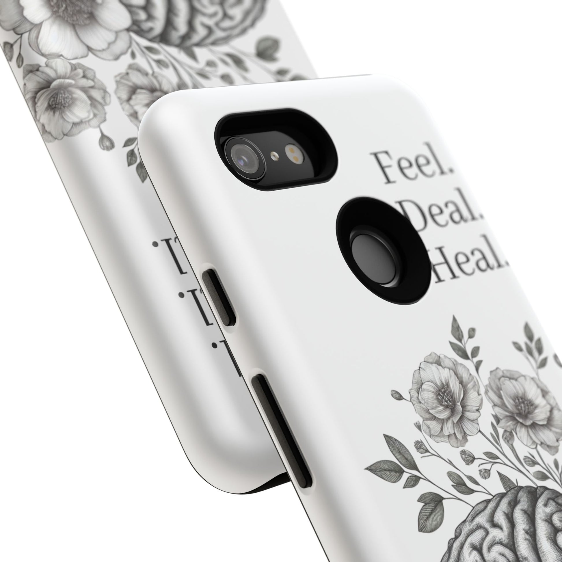 Emotional Wellness Phone Case | Feel. Deal. Heal. | Floral Brain Art | Self-Care Gift | Strong & Stylish | Unique Protection