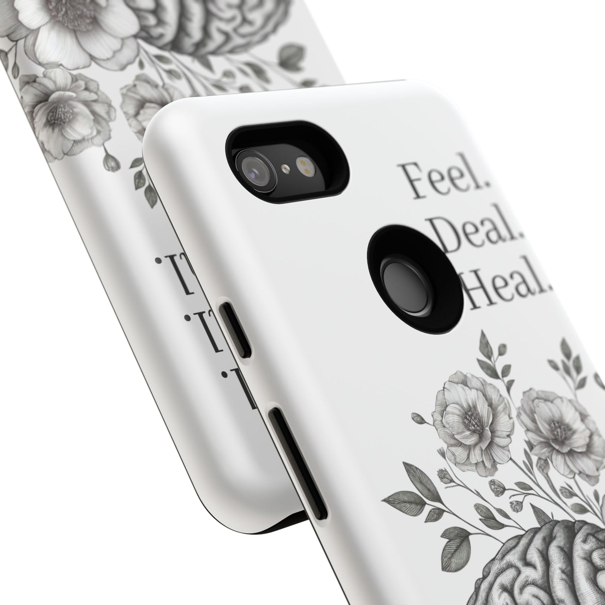 Emotional Wellness Phone Case | Feel. Deal. Heal. | Floral Brain Art | Self-Care Gift | Strong & Stylish | Unique Protection