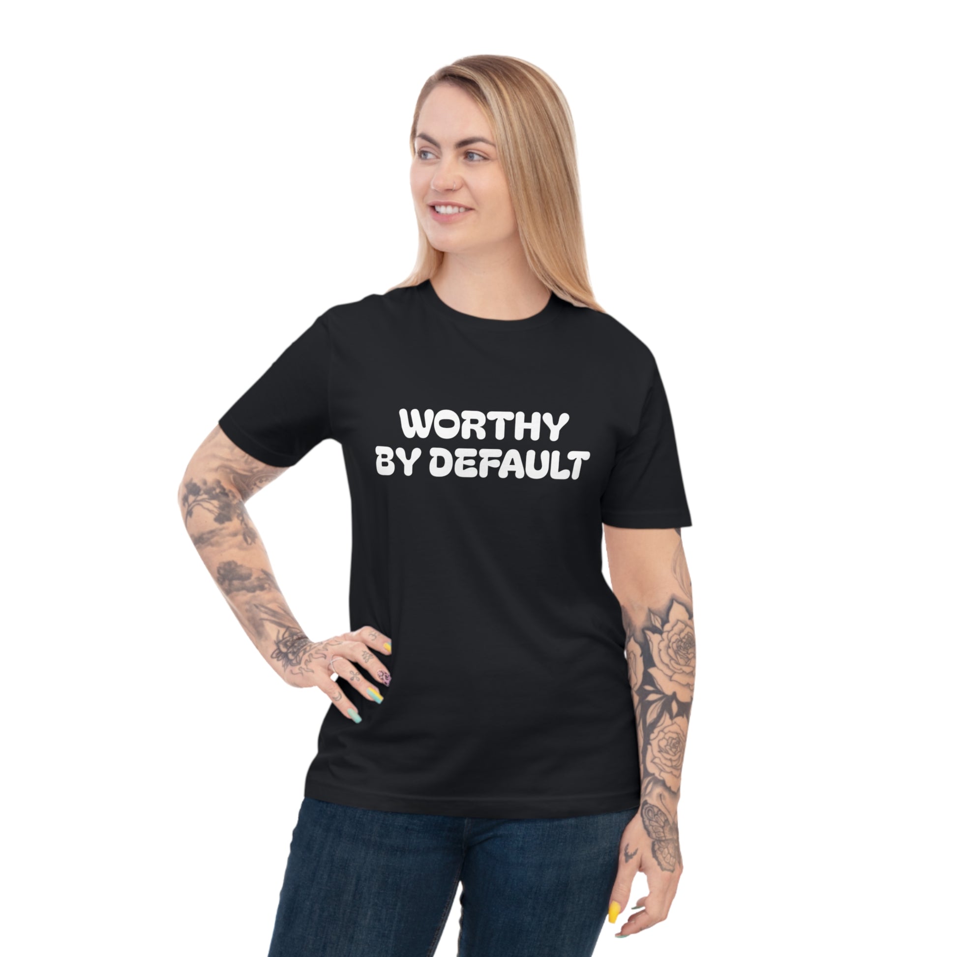 Worthy By Default Unisex Classic T-shirt - Casual Wear, Statement Tee, Gift for Friends, Everyday Comfort, Affirmation Shirt, Trendy Style