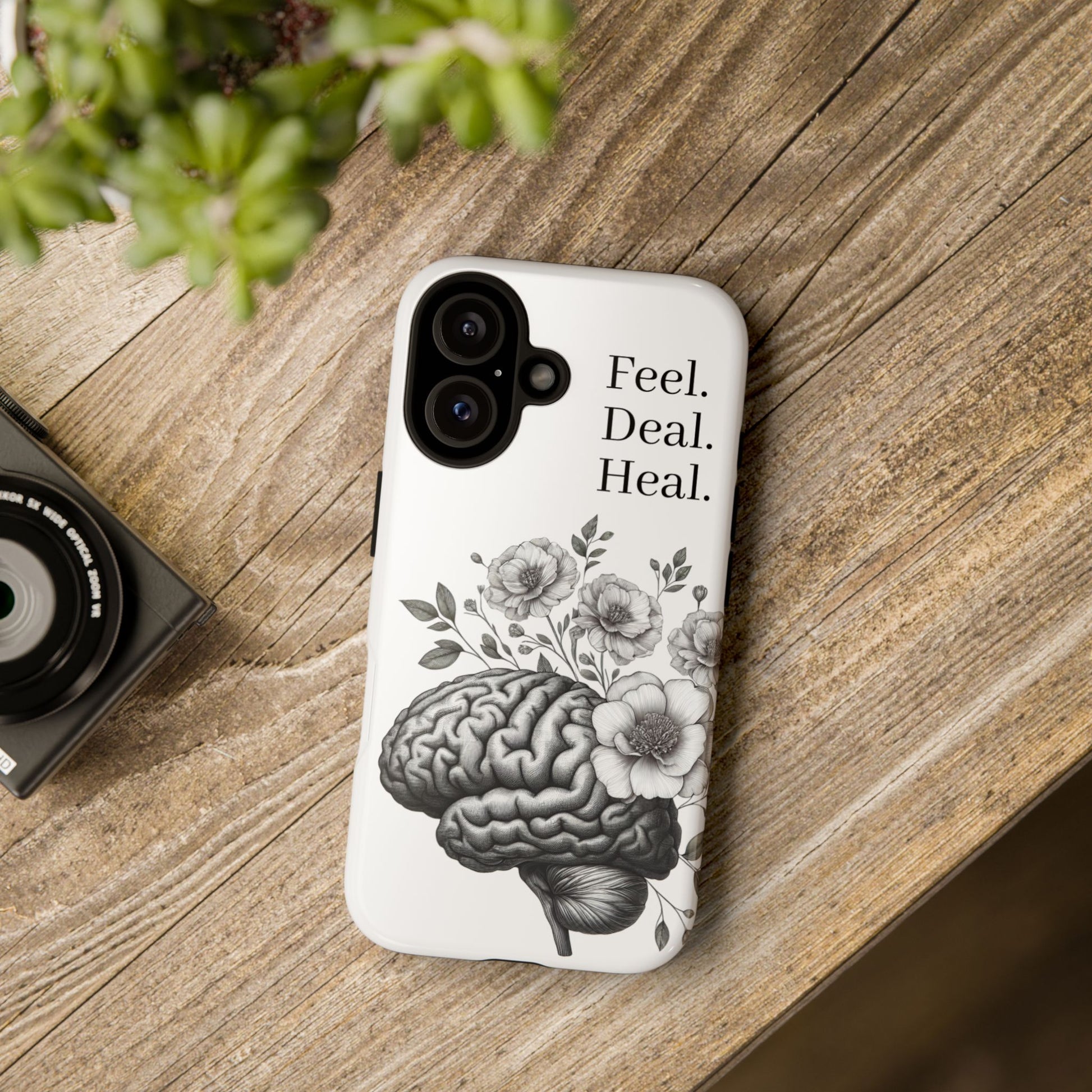 Emotional Wellness Phone Case | Feel. Deal. Heal. | Floral Brain Art | Self-Care Gift | Strong & Stylish | Unique Protection