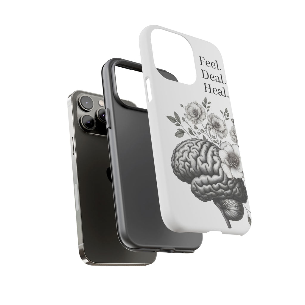 Emotional Wellness Phone Case | Feel. Deal. Heal. | Floral Brain Art | Self-Care Gift | Strong & Stylish | Unique Protection