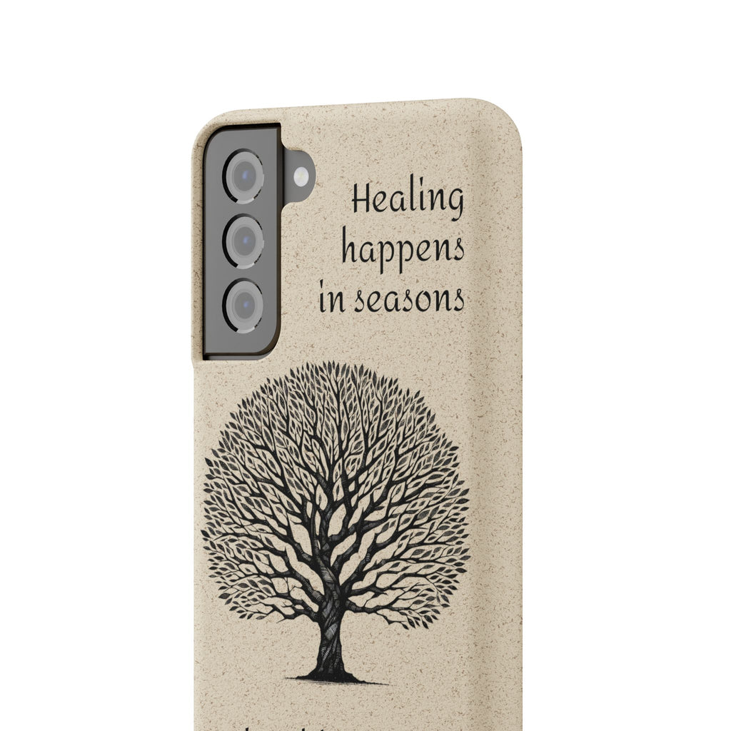 Eco-Friendly Phone Case - Healing Happens in Seasons - Nature Lovers Gift, Biodegradable Mobile Cover, Eco Case, Tree Design, [...]