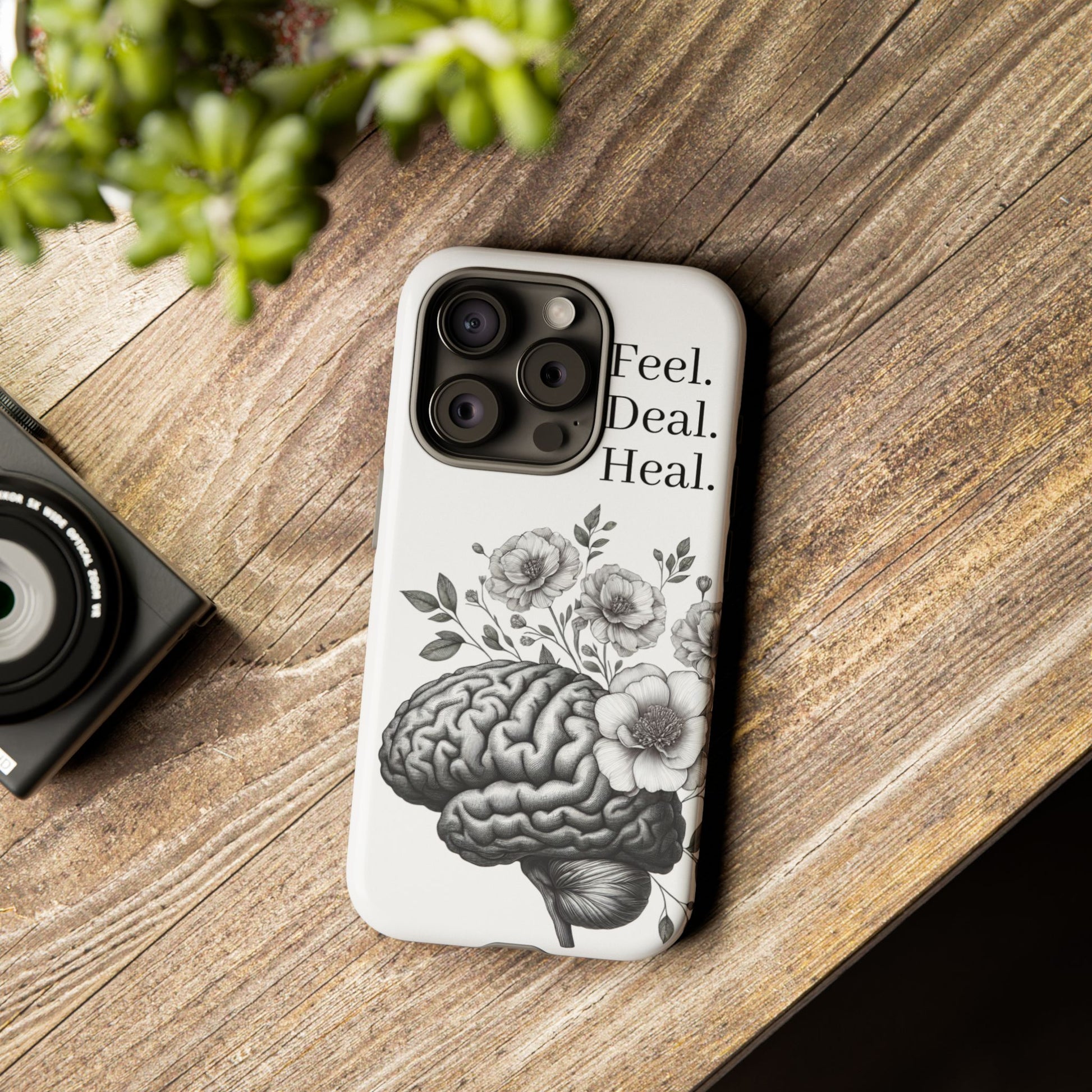 Emotional Wellness Phone Case | Feel. Deal. Heal. | Floral Brain Art | Self-Care Gift | Strong & Stylish | Unique Protection