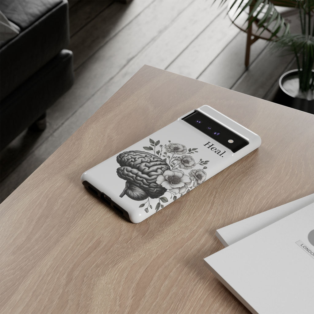 Emotional Wellness Phone Case | Feel. Deal. Heal. | Floral Brain Art | Self-Care Gift | Strong & Stylish | Unique Protection