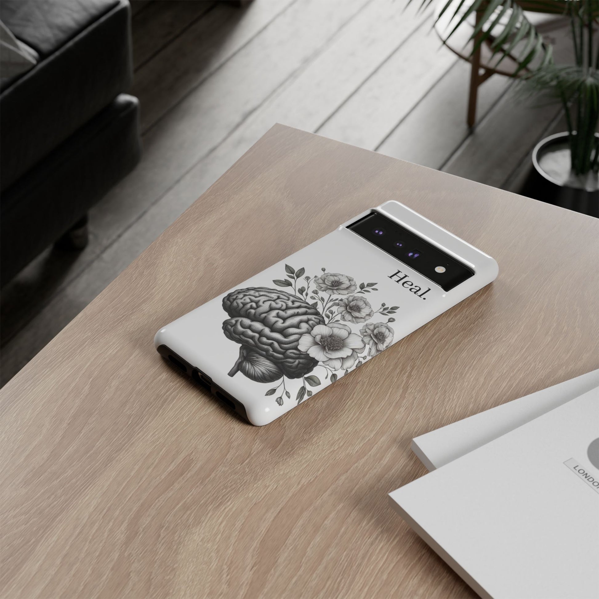 Emotional Wellness Phone Case | Feel. Deal. Heal. | Floral Brain Art | Self-Care Gift | Strong & Stylish | Unique Protection