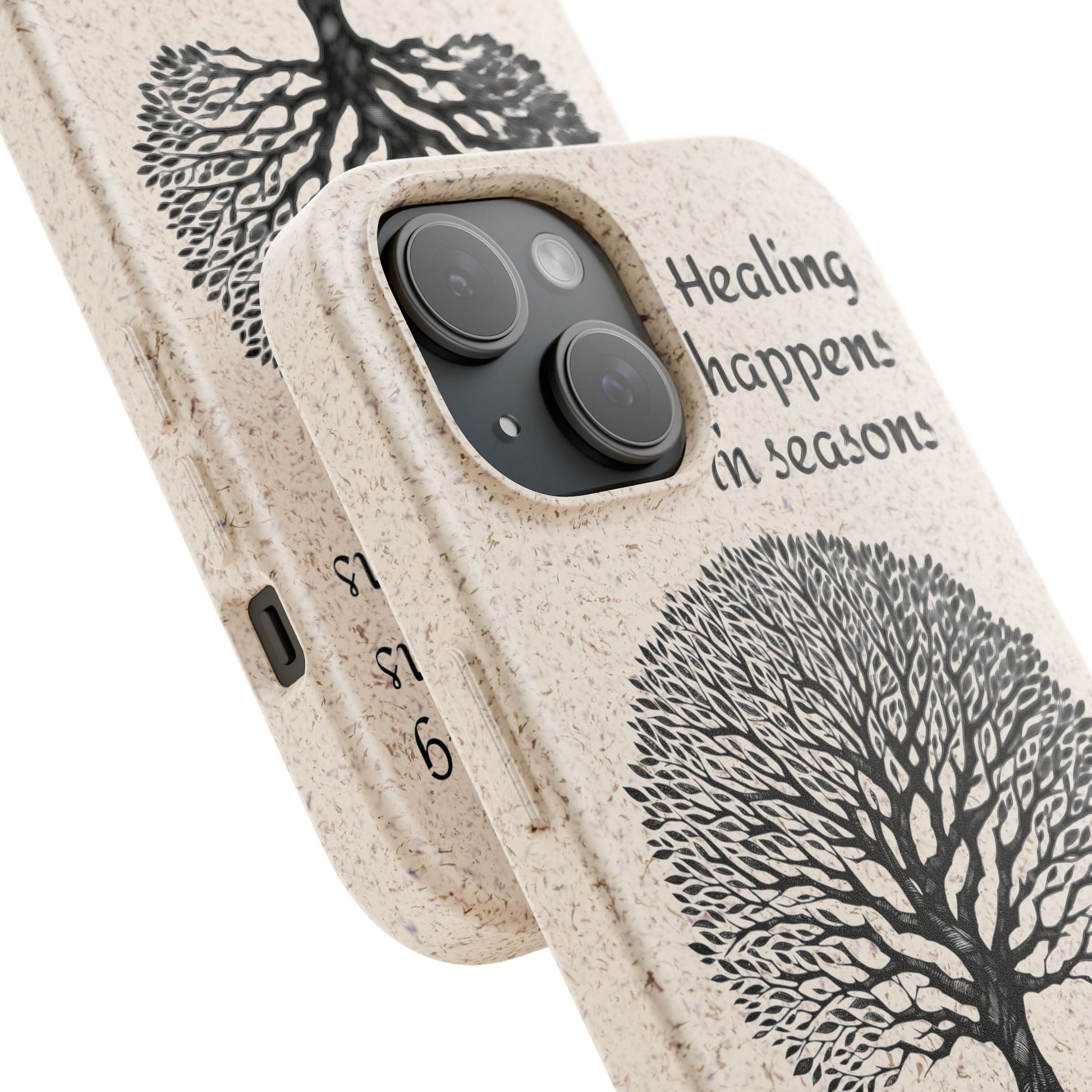 Eco-Friendly Phone Case - Healing Happens in Seasons - Nature Lovers Gift, Biodegradable Mobile Cover, Eco Case, Tree Design, [...]
