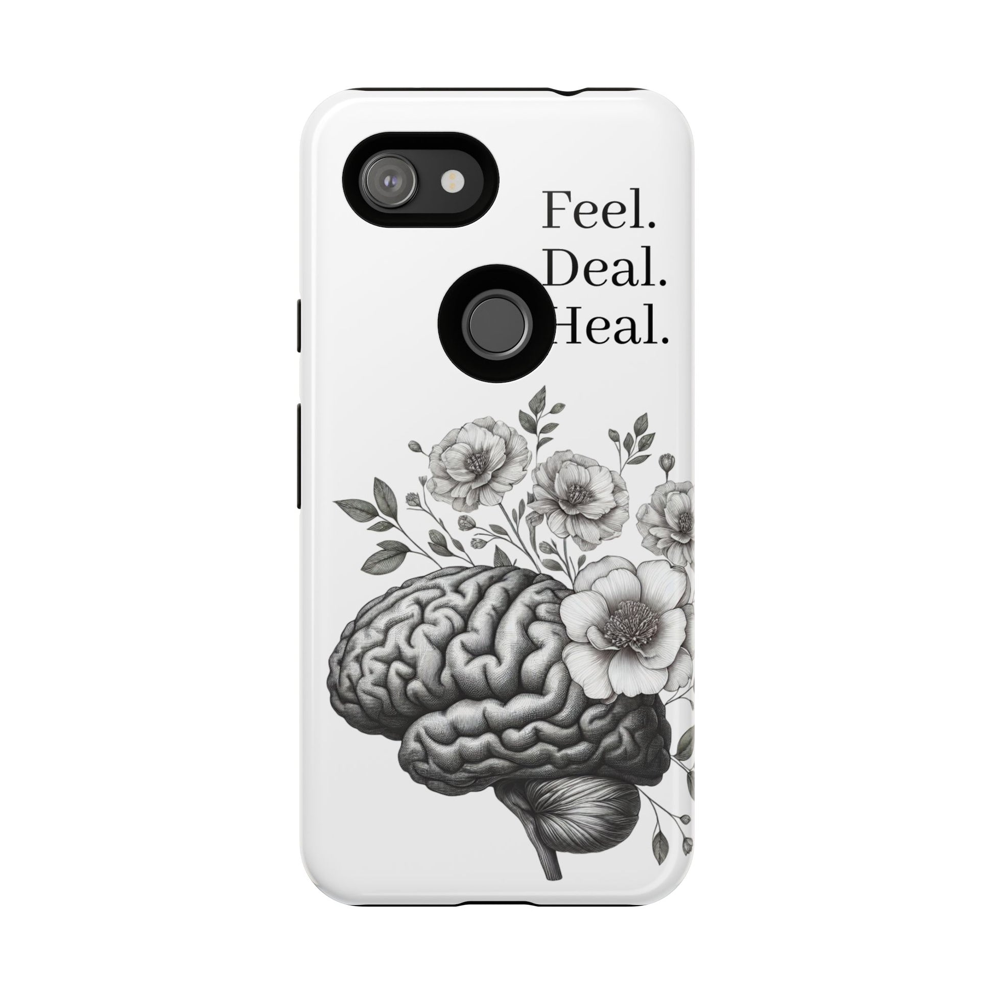Emotional Wellness Phone Case | Feel. Deal. Heal. | Floral Brain Art | Self-Care Gift | Strong & Stylish | Unique Protection