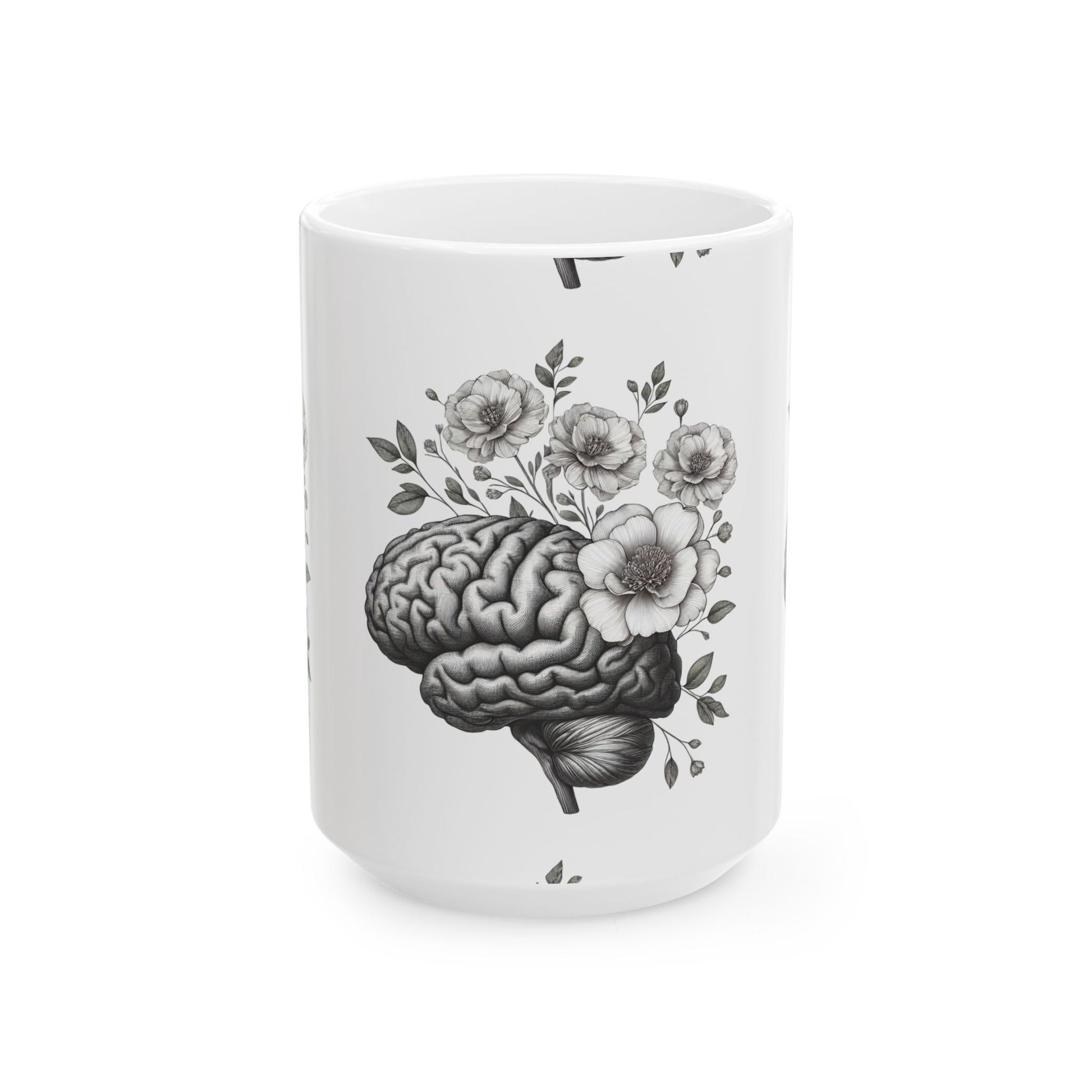 Brain and Floral Ceramic Mug - Perfect Gift for Mental Health Awareness, Coffee Lovers, Brainy Friends, Unique Home Decor, [...]