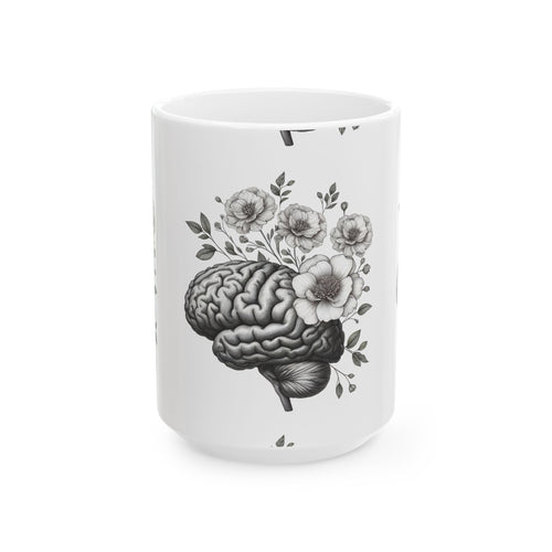Brain and Floral Ceramic Mug - Perfect Gift for Mental Health Awareness, Coffee Lovers, Brainy Friends, Unique Home Decor, [...]