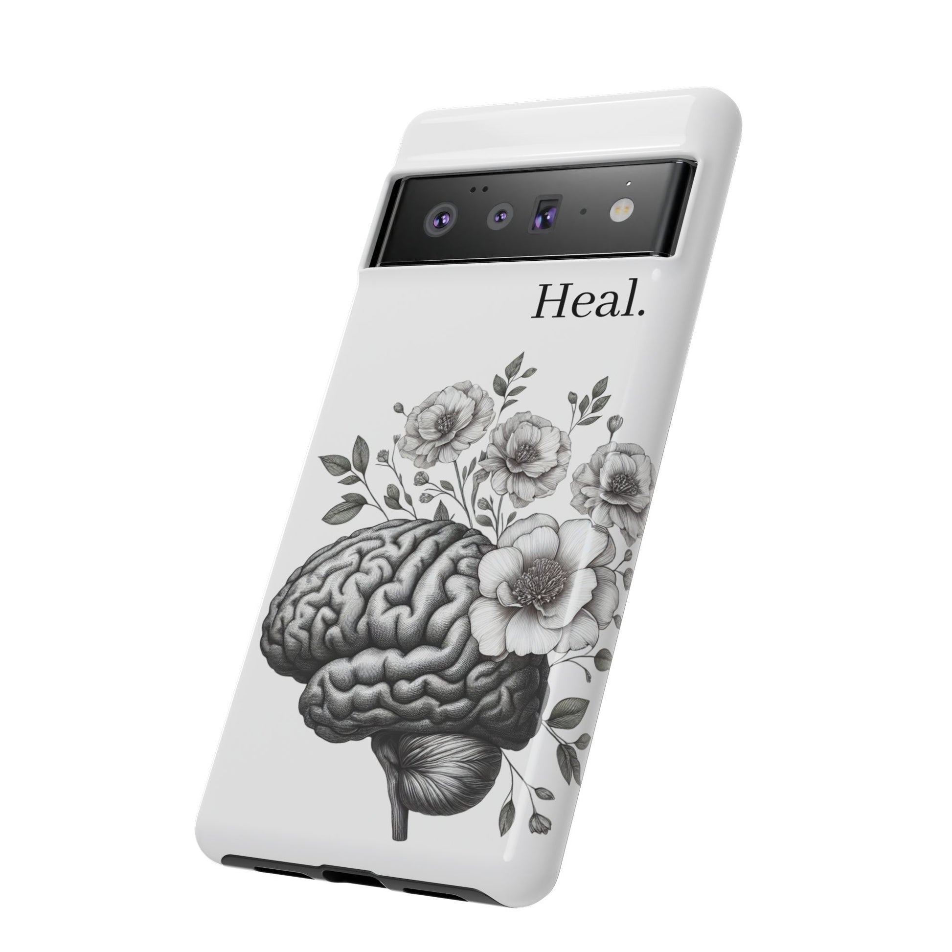 Emotional Wellness Phone Case | Feel. Deal. Heal. | Floral Brain Art | Self-Care Gift | Strong & Stylish | Unique Protection