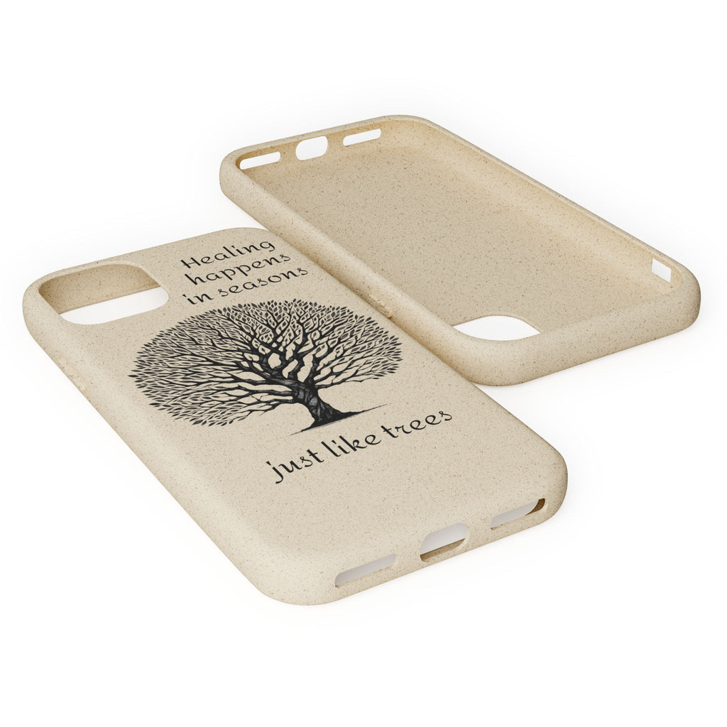 Eco-Friendly Phone Case - Healing Happens in Seasons - Nature Lovers Gift, Biodegradable Mobile Cover, Eco Case, Tree Design, [...]