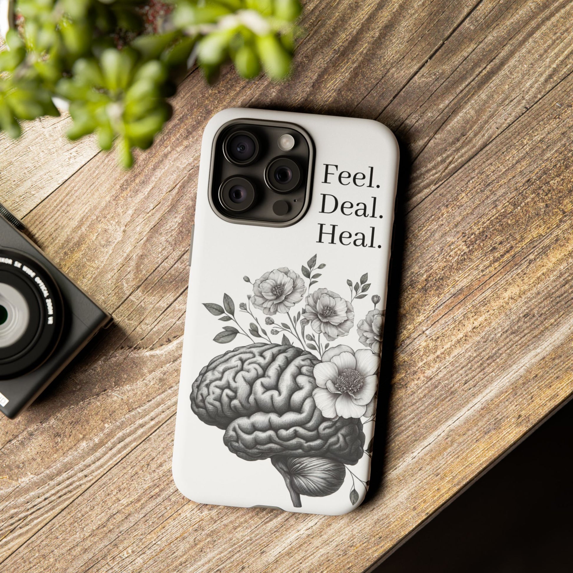 Emotional Wellness Phone Case | Feel. Deal. Heal. | Floral Brain Art | Self-Care Gift | Strong & Stylish | Unique Protection