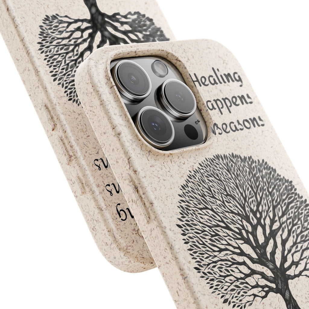 Eco-Friendly Phone Case - Healing Happens in Seasons - Nature Lovers Gift, Biodegradable Mobile Cover, Eco Case, Tree Design, [...]