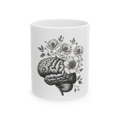 Brain and Floral Ceramic Mug - Perfect Gift for Mental Health Awareness, Coffee Lovers, Brainy Friends, Unique Home Decor, [...]