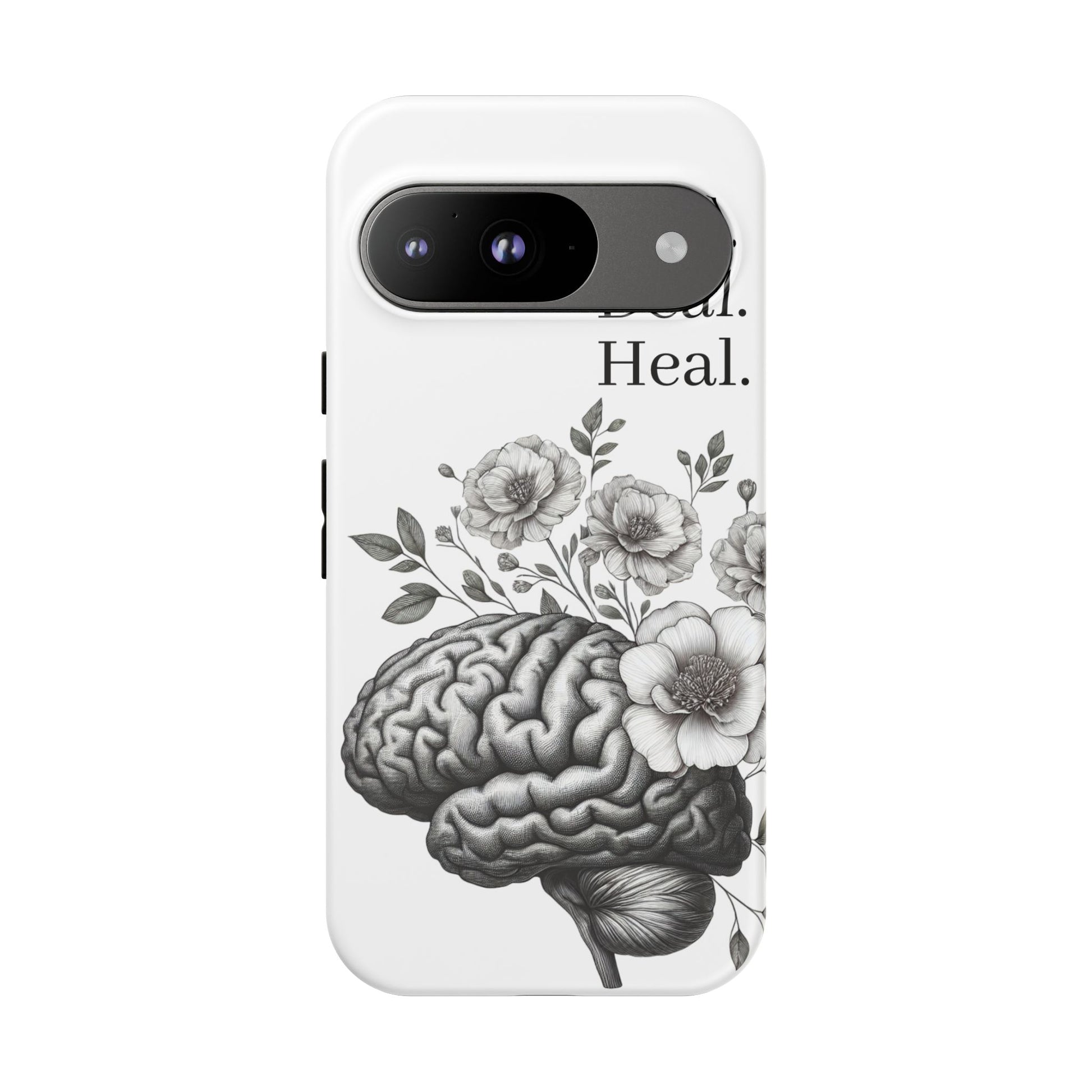 Emotional Wellness Phone Case | Feel. Deal. Heal. | Floral Brain Art | Self-Care Gift | Strong & Stylish | Unique Protection