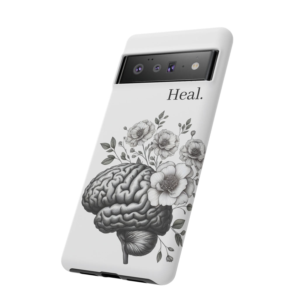 Emotional Wellness Phone Case | Feel. Deal. Heal. | Floral Brain Art | Self-Care Gift | Strong & Stylish | Unique Protection